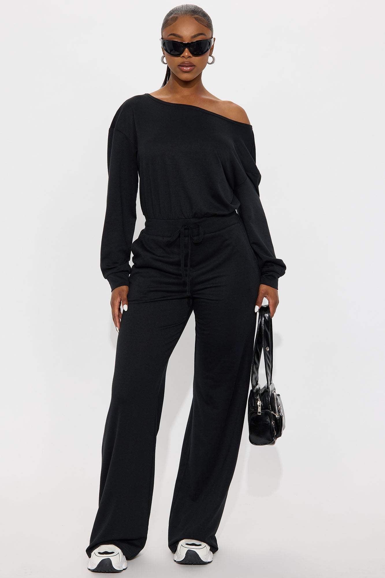 Just Warming Up French Terry Jumpsuit - Black image 4