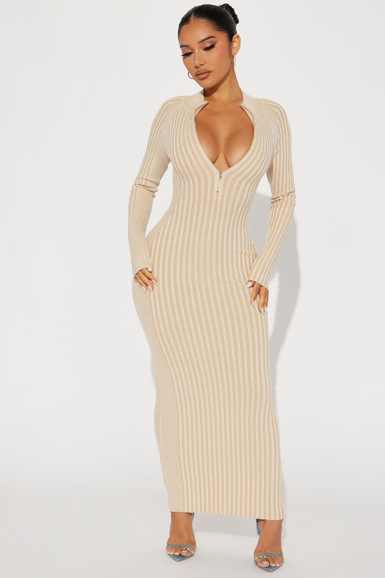 Keeping You Warm Sweater Maxi Dress - Cream image 4