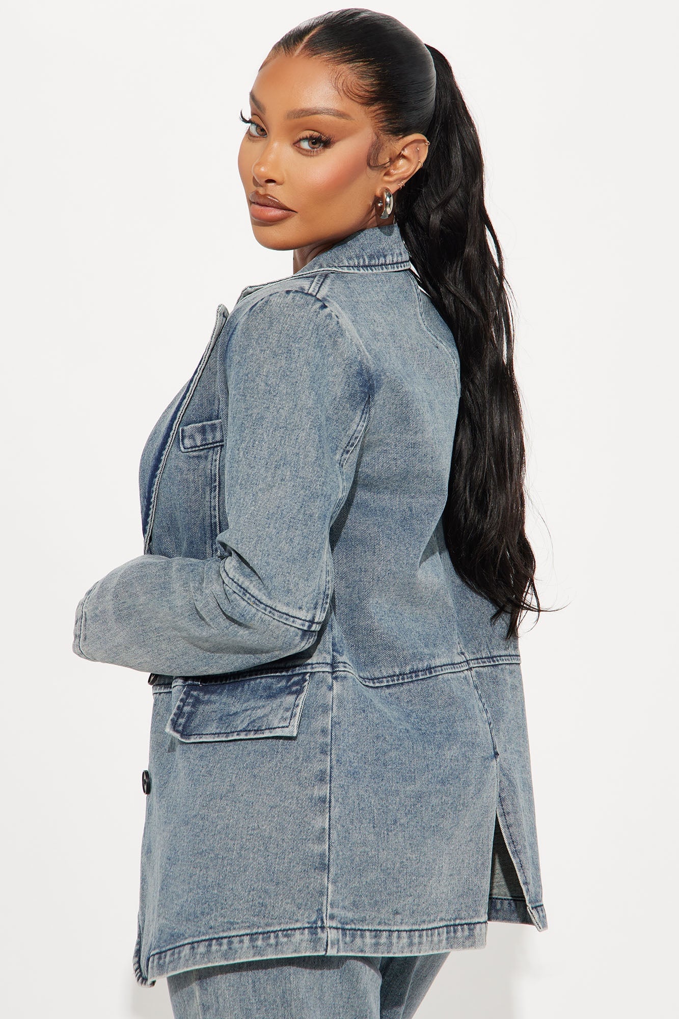 Got Your Mind Racing Denim Blazer - Grey image 8