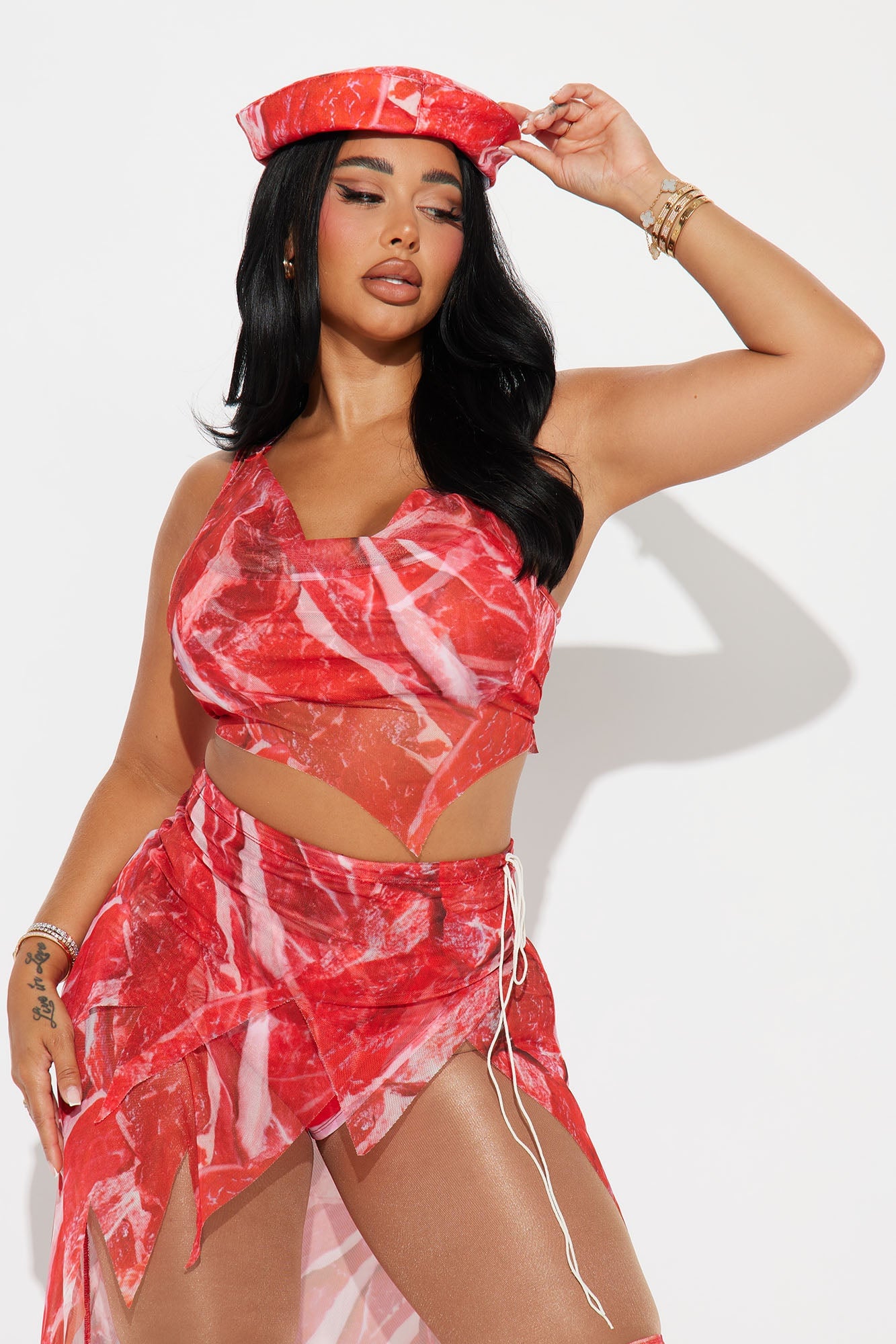 Pop Star Meat Moment 6 Piece Costume Set - Red image 2
