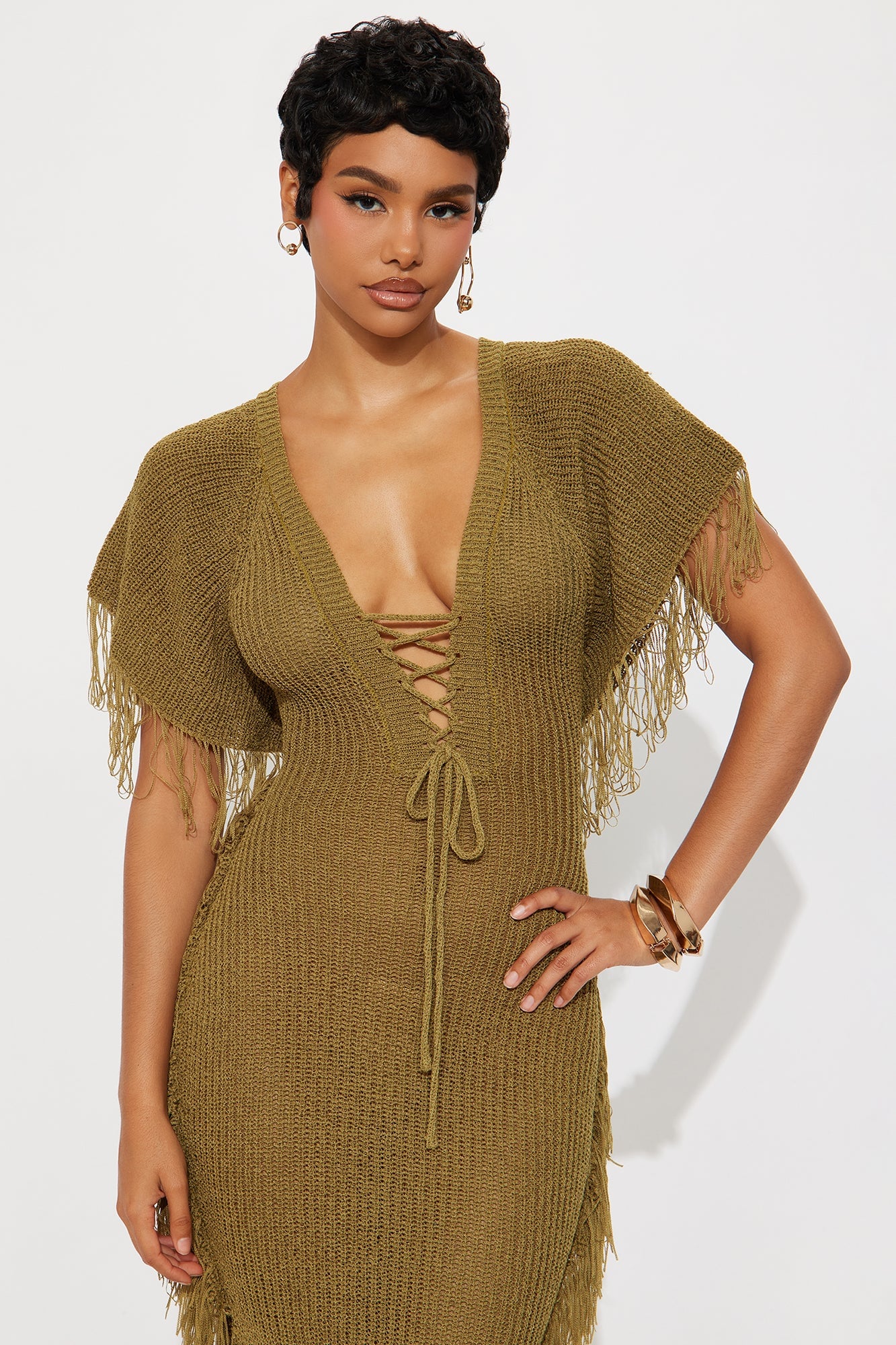 Tatiana Knit Maxi Dress - Olive image 5