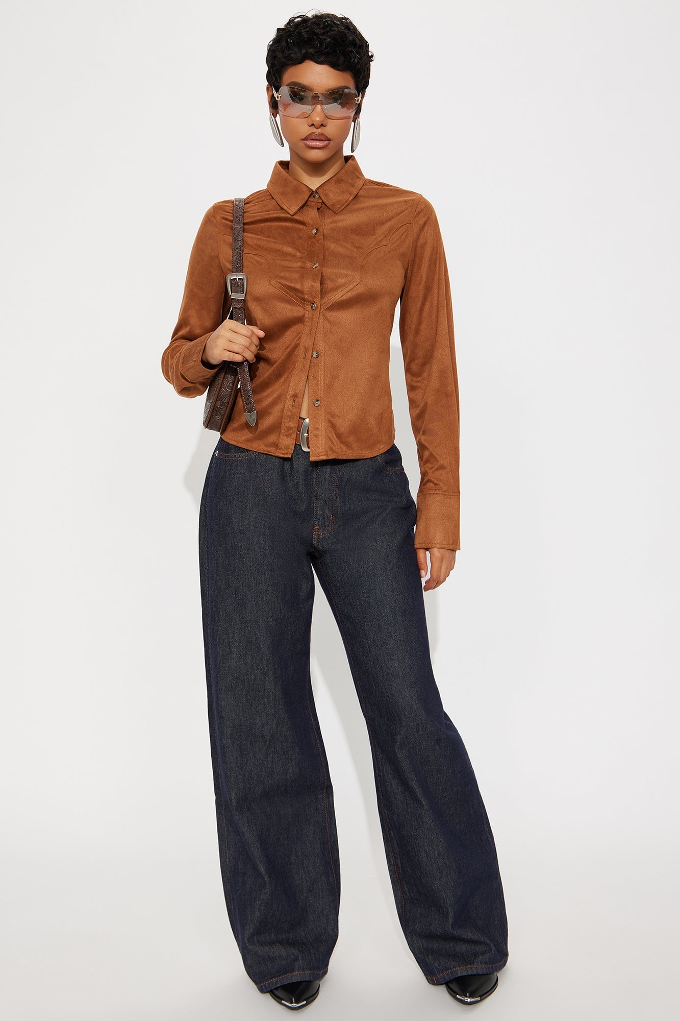 Giddy Up Faux Suede Shirt - Camel image 5