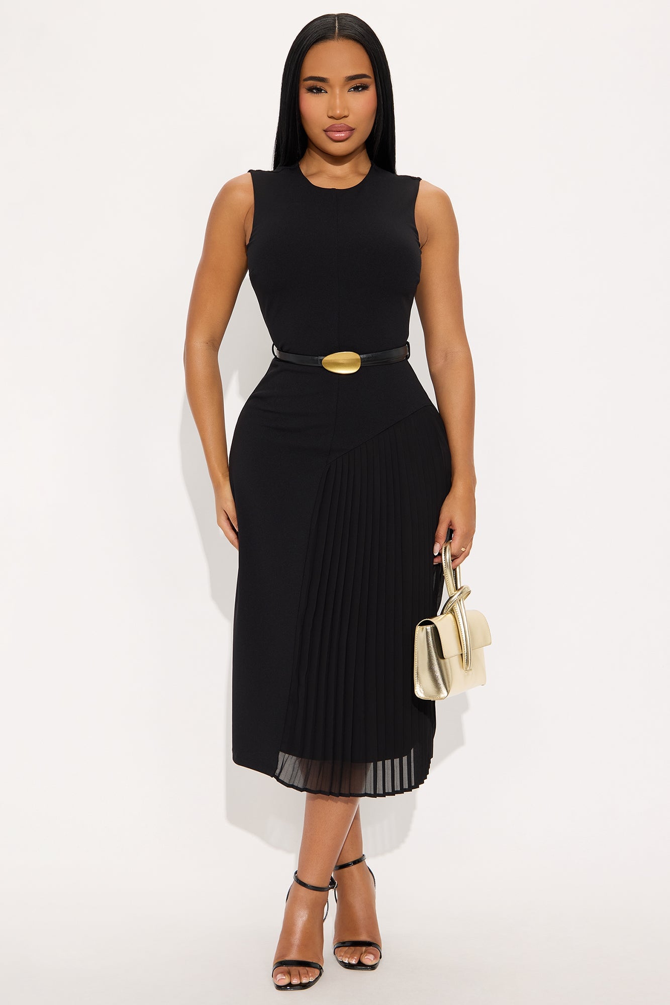 Marissa Belted Midi Dress - Black image 4