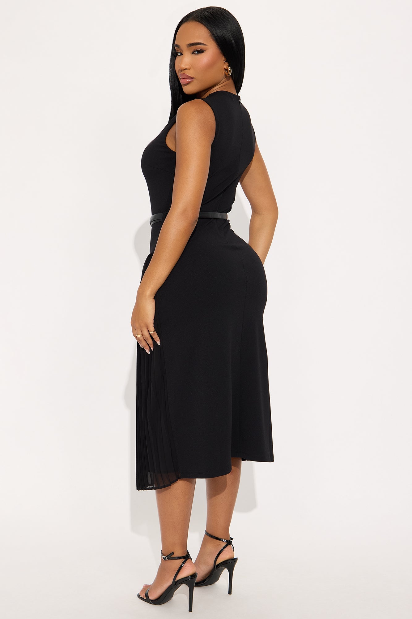 Marissa Belted Midi Dress - Black image 6