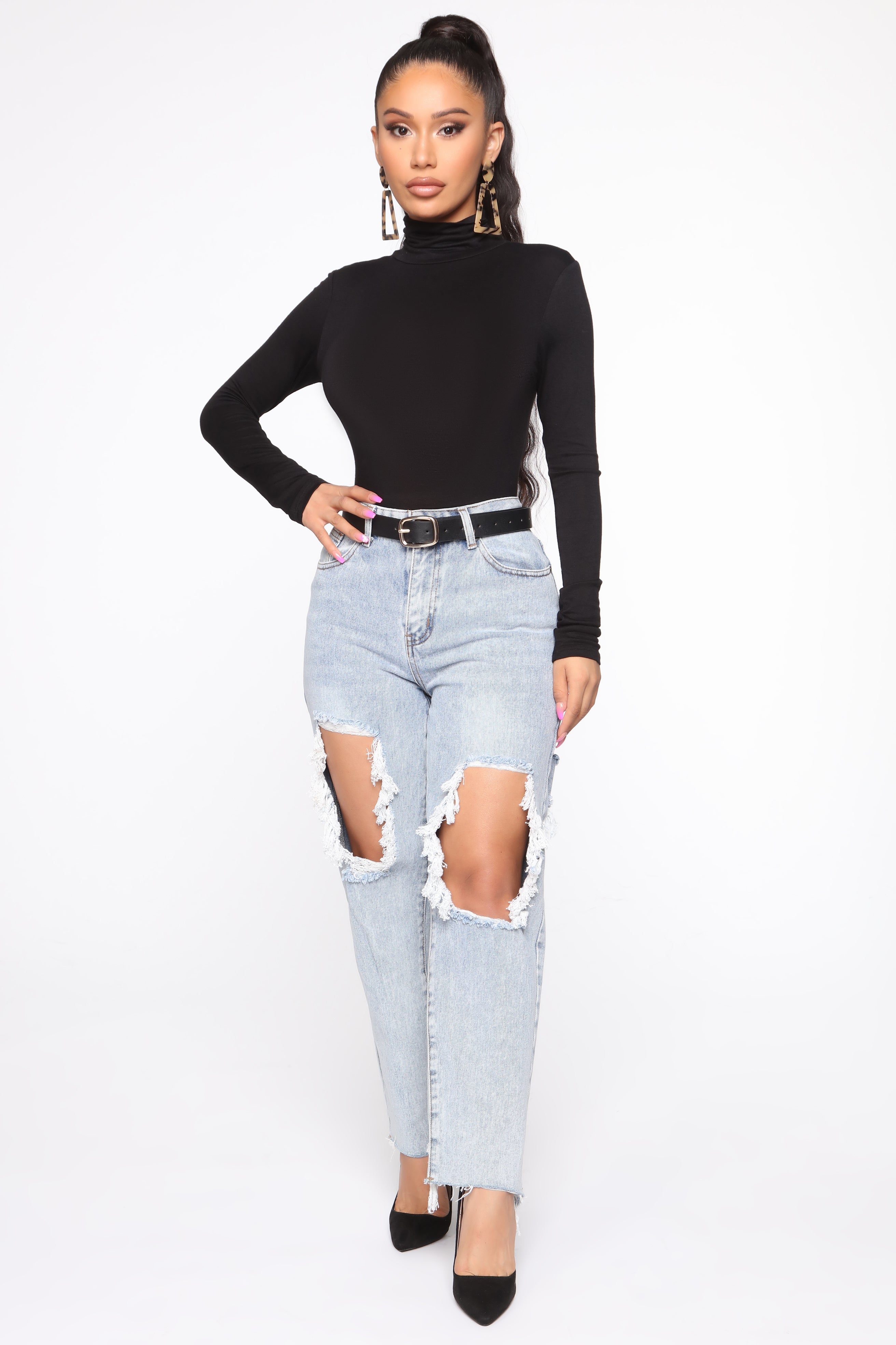 Pamela Turtle Neck Long Sleeve Top - Black image 7