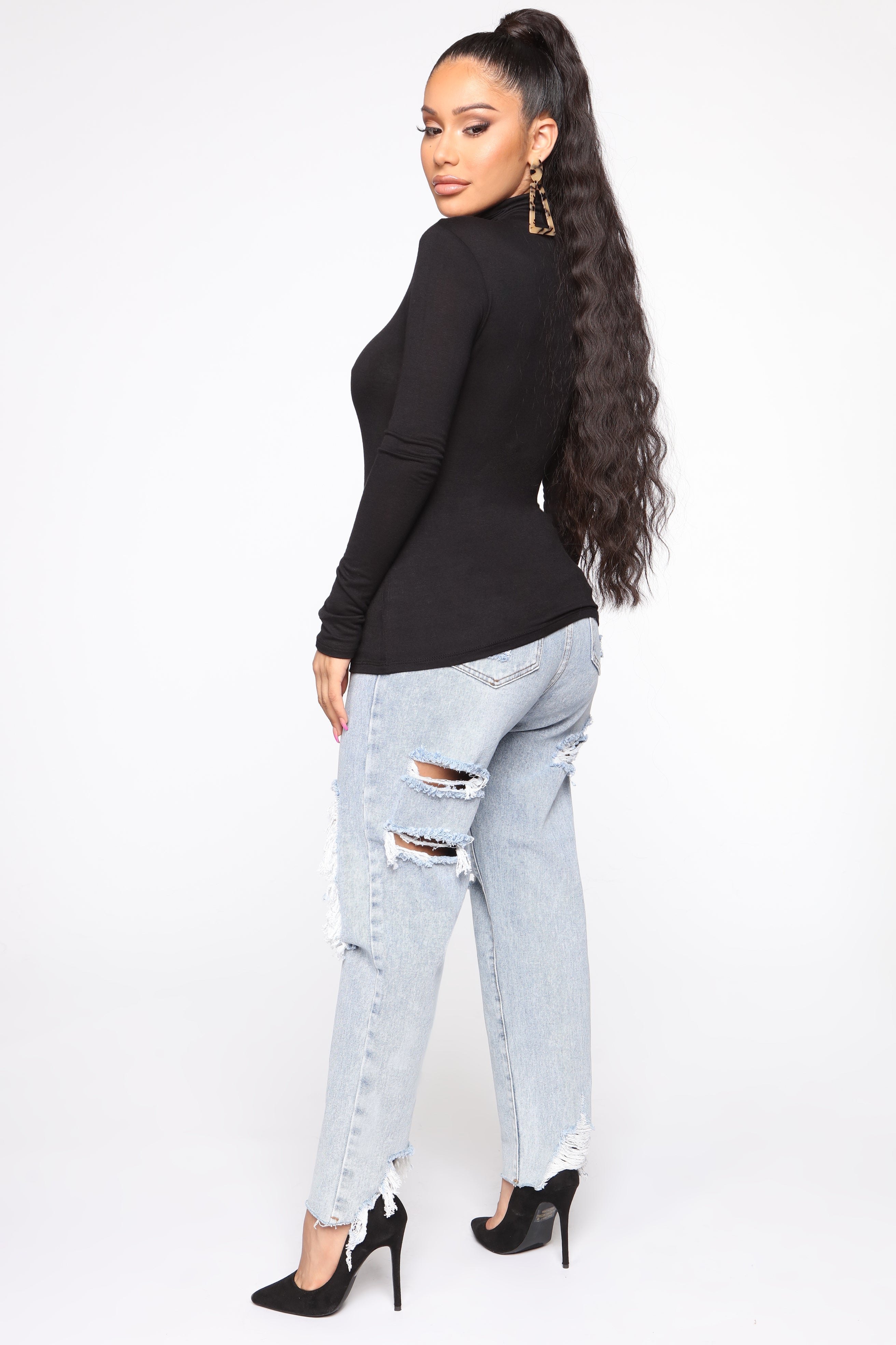 Pamela Turtle Neck Long Sleeve Top - Black image 10