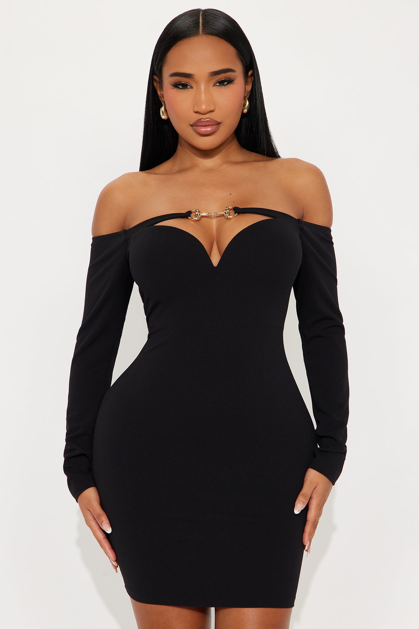Iliana Off Shoulder Mini Dress - Black image 1