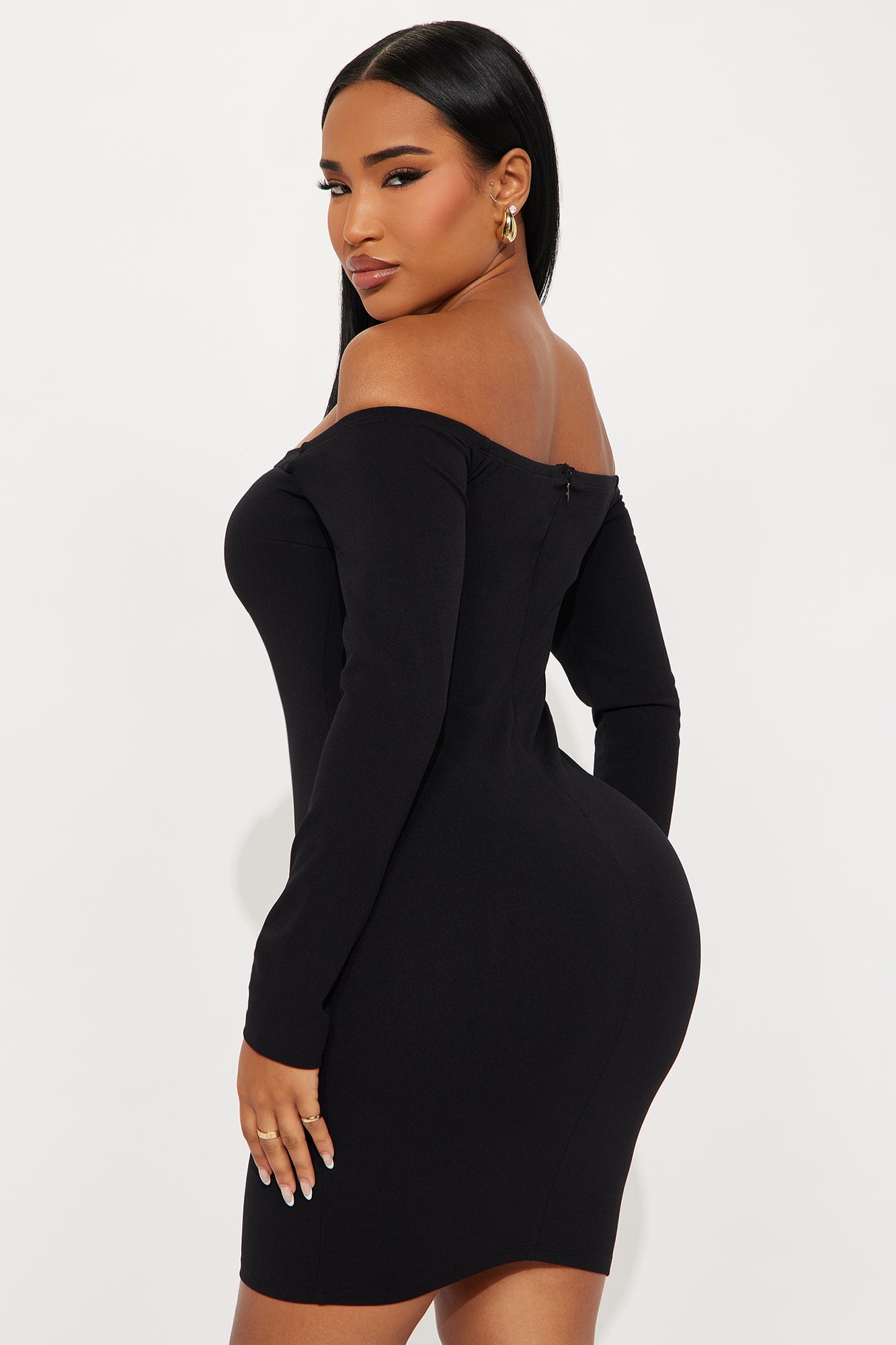 Iliana Off Shoulder Mini Dress - Black image 3
