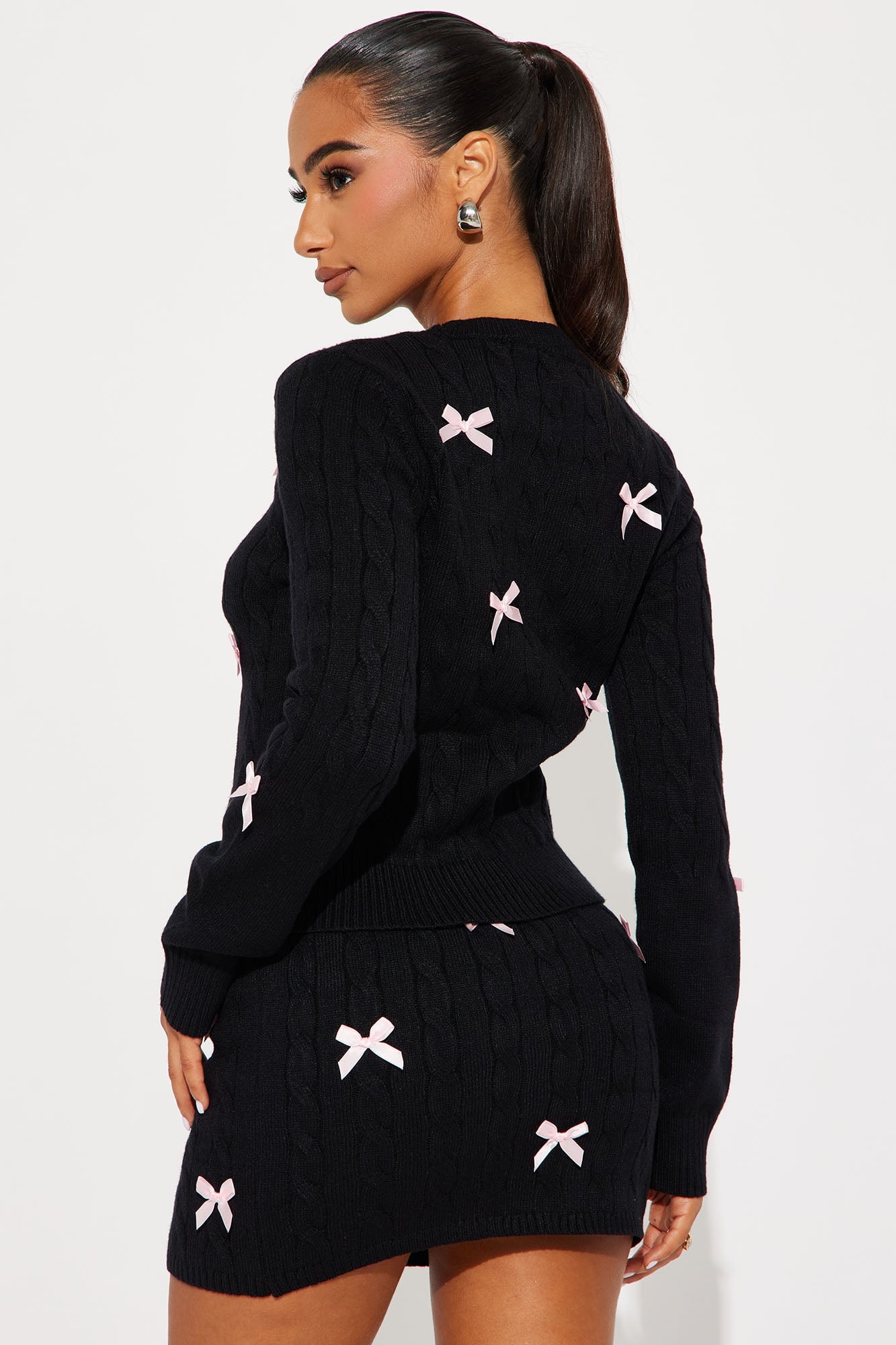In My Bow Era Sweater Mini Skirt Set - Black image 7