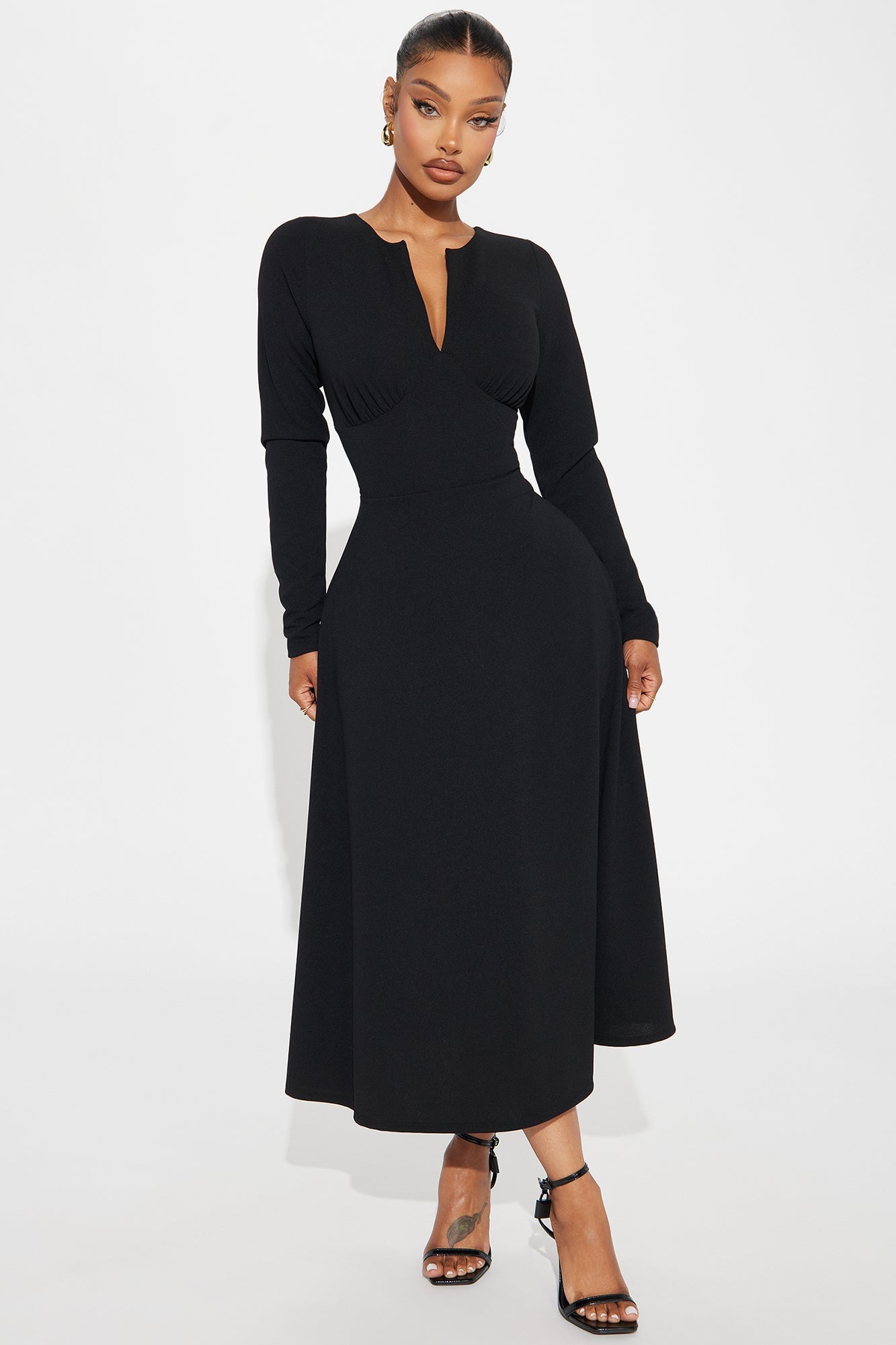 Charolette Long Sleeve Midi Dress - Black image 4