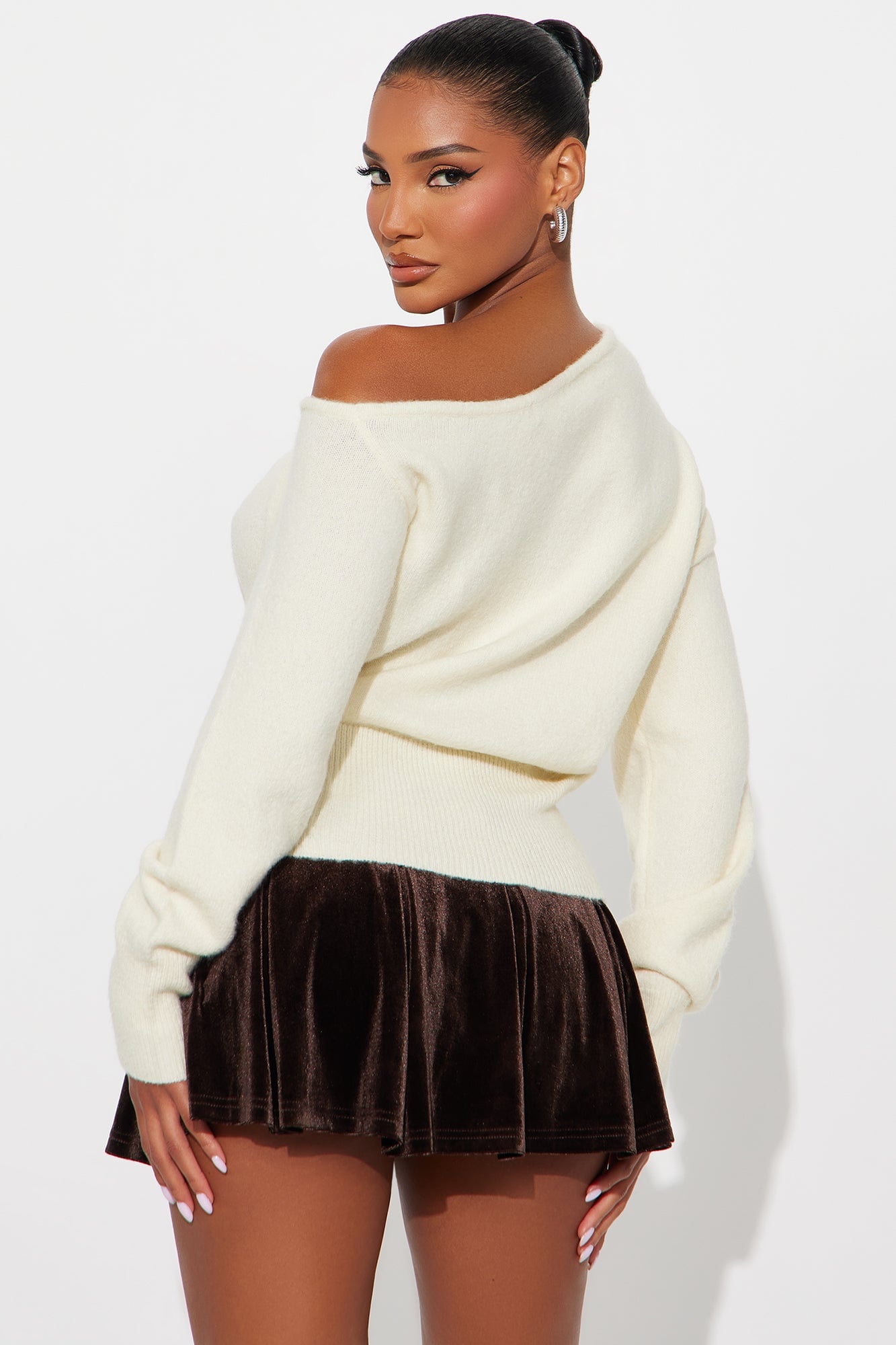 Just For Fun One Shoulder Sweater - Cream image 6