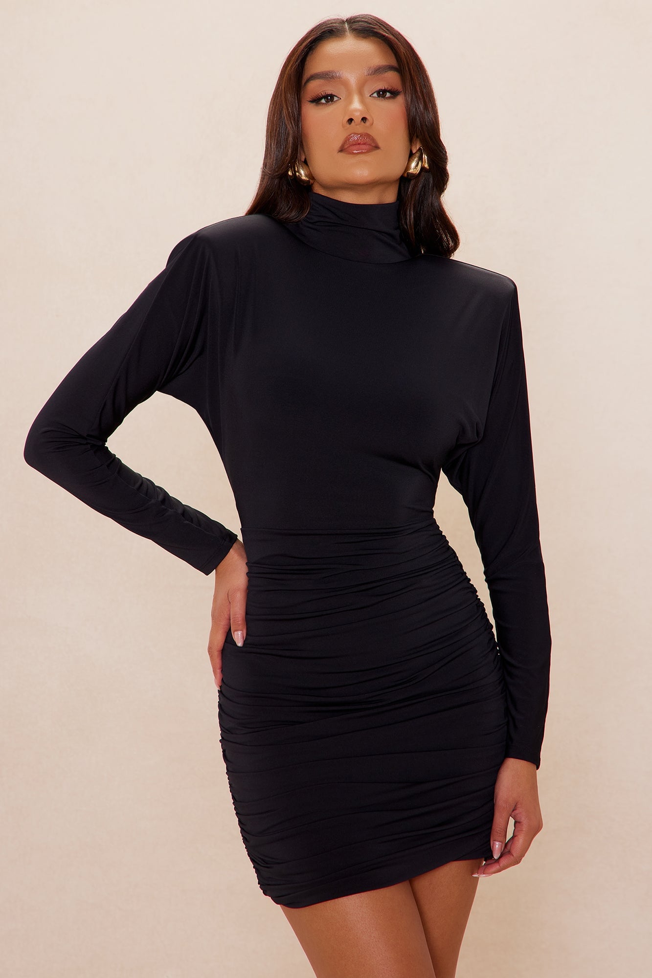 Stevie Ruched Mini Dress - Black image 2