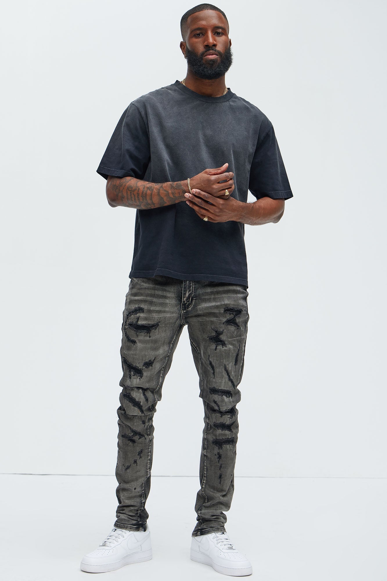 Put You On Spray Painted Stacked Skinny Jeans - Black image 6