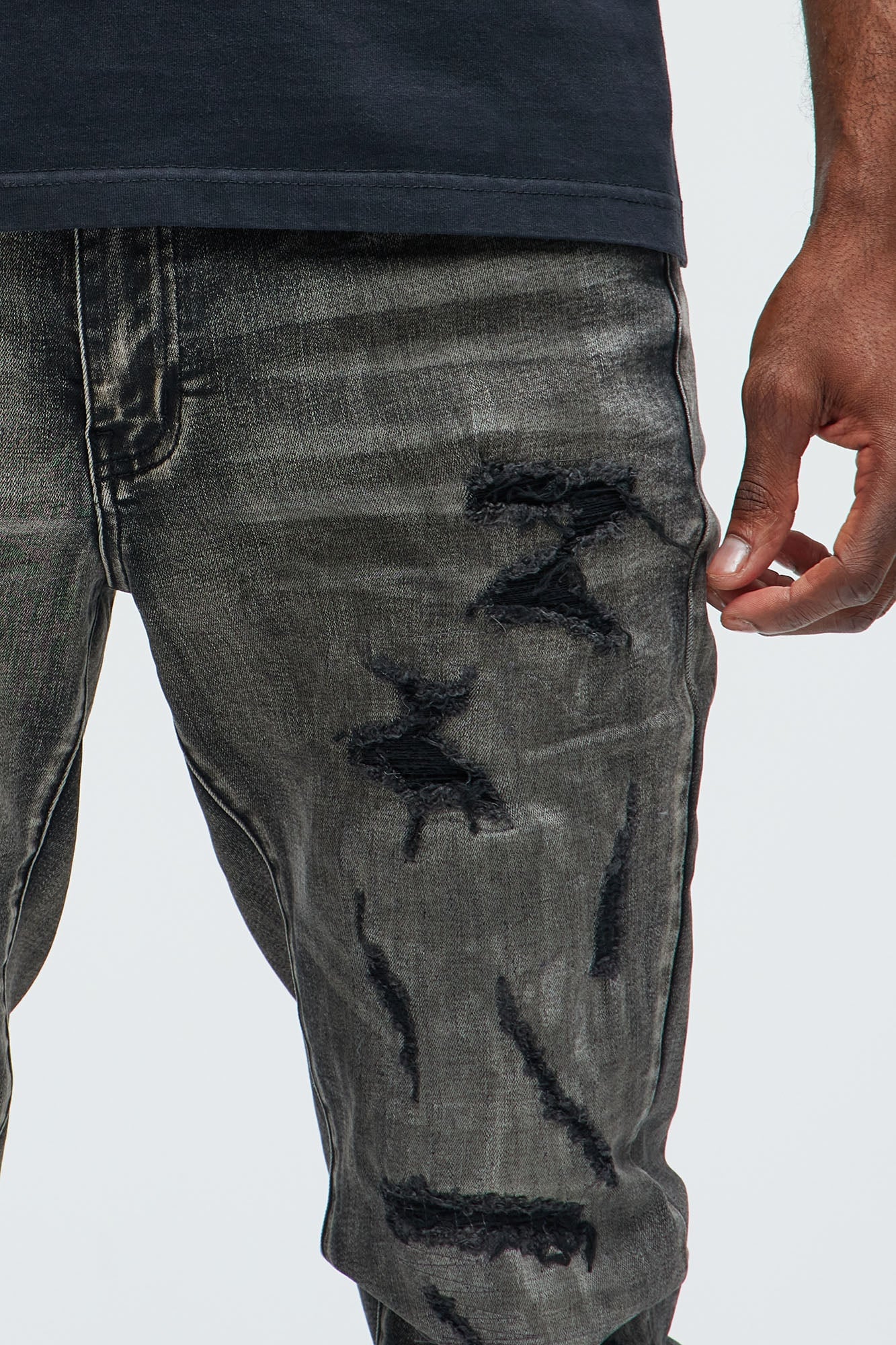 Put You On Spray Painted Stacked Skinny Jeans - Black image 7