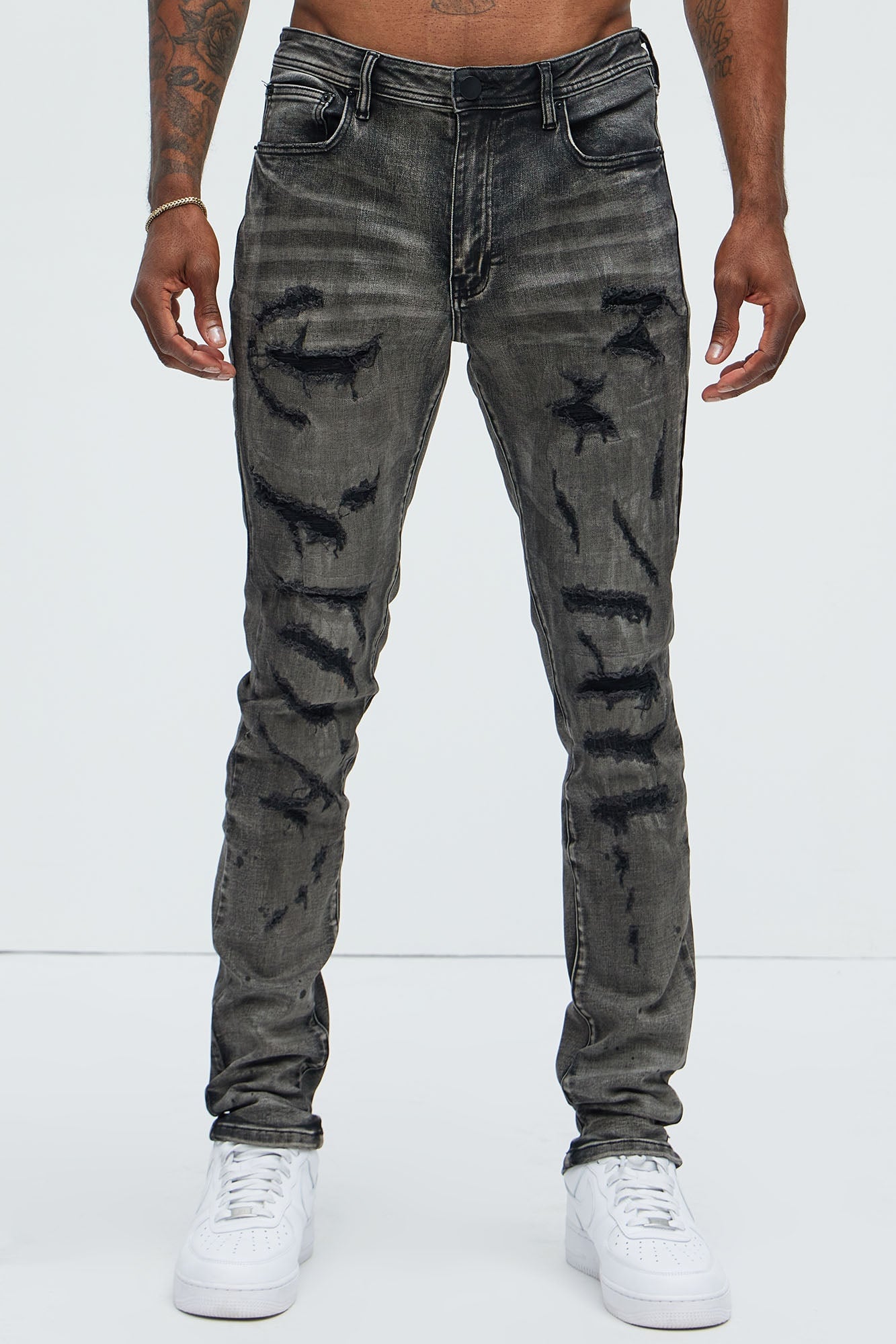 Put You On Spray Painted Stacked Skinny Jeans - Black image 8
