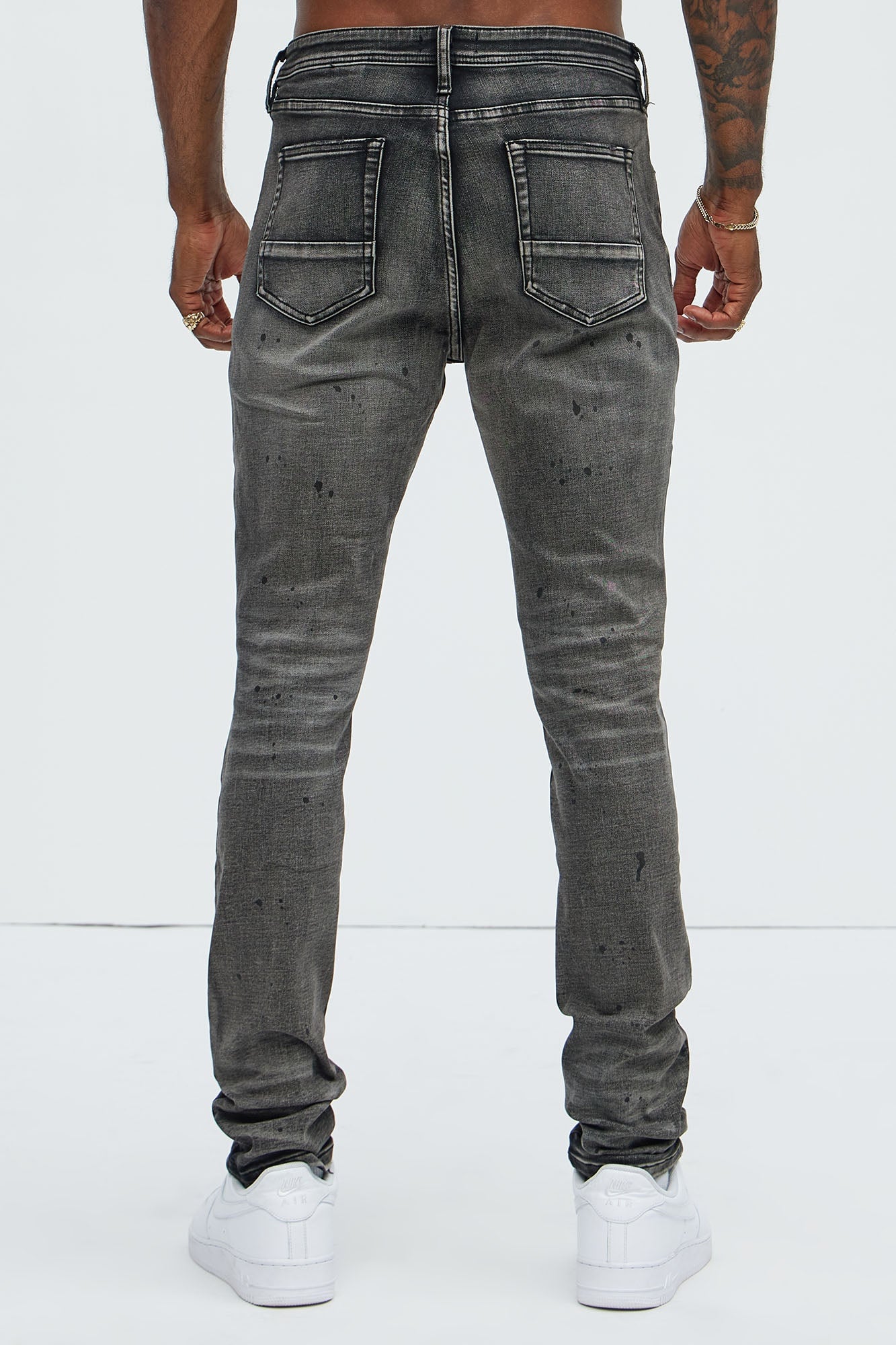 Put You On Spray Painted Stacked Skinny Jeans - Black image 9