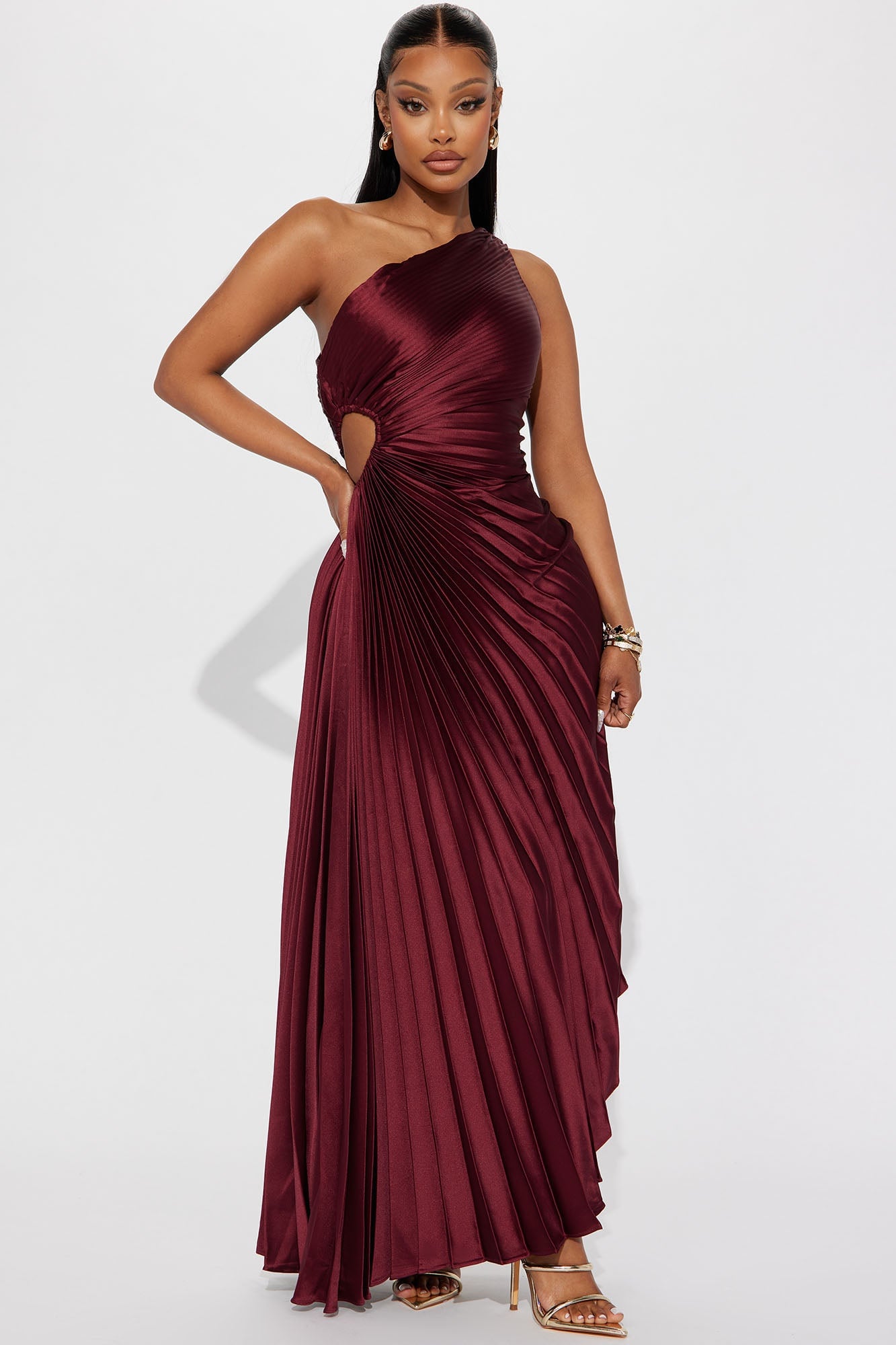 Belle Satin Maxi Dress - Wine image 4