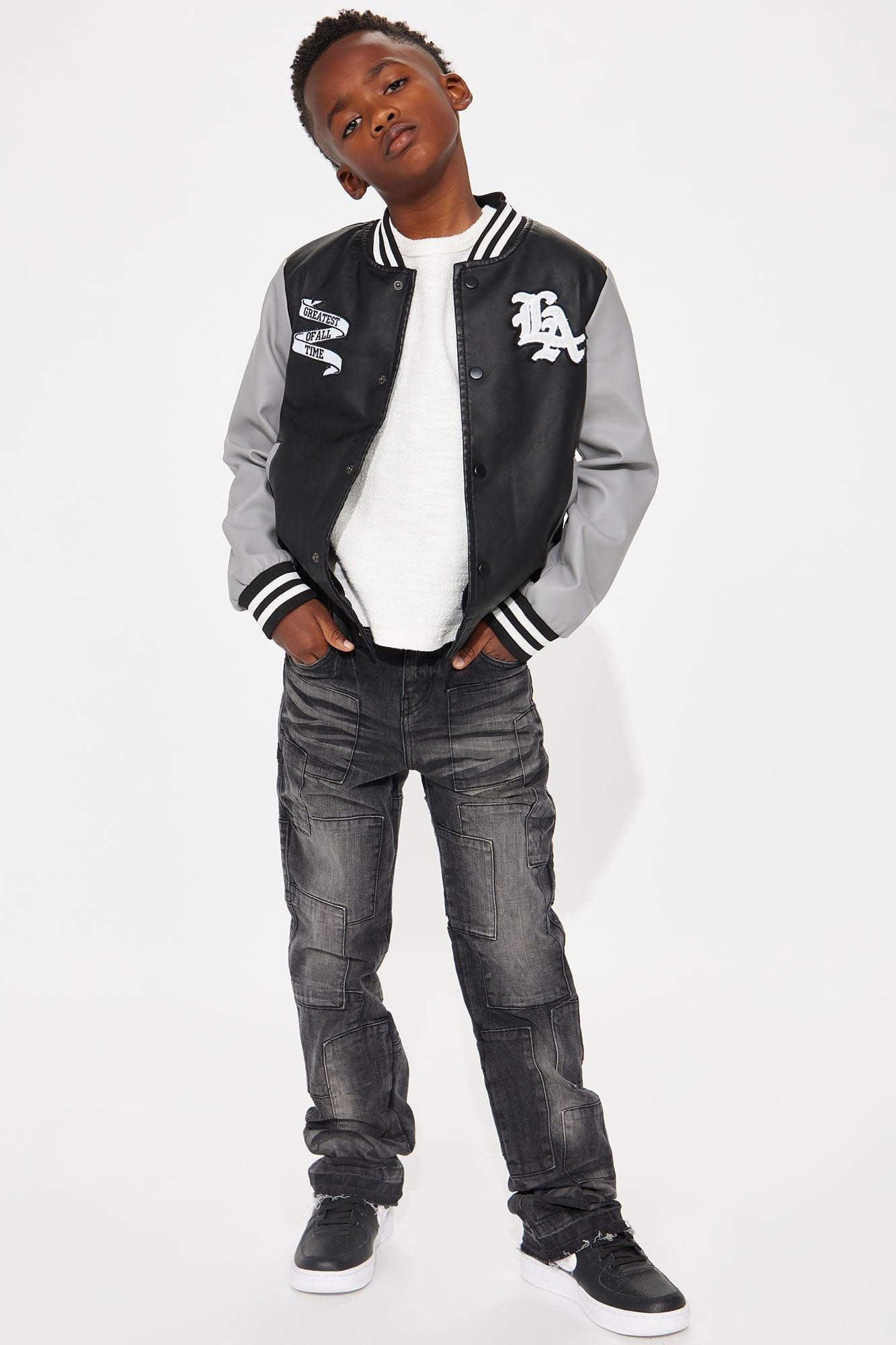 Mini Greatest Of All Time In LA Varsity Jacket - Black/Grey image 3