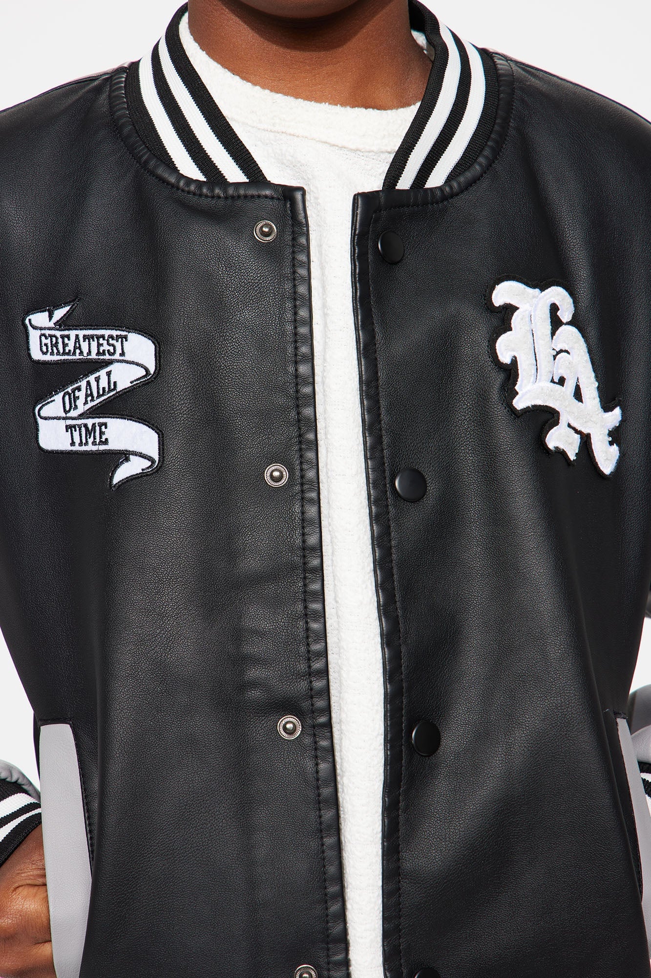 Mini Greatest Of All Time In LA Varsity Jacket - Black/Grey image 2