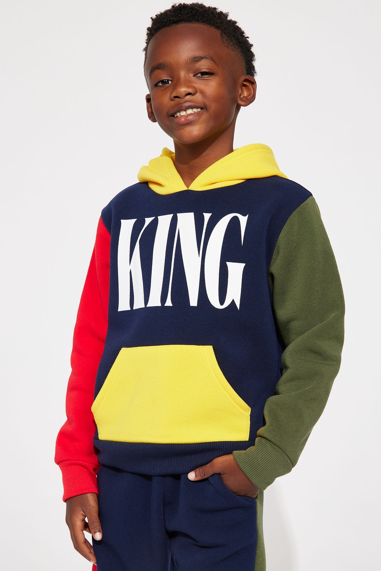 Mini King Lifestyle Colorblock Fleece Pant Set - Navy image 3