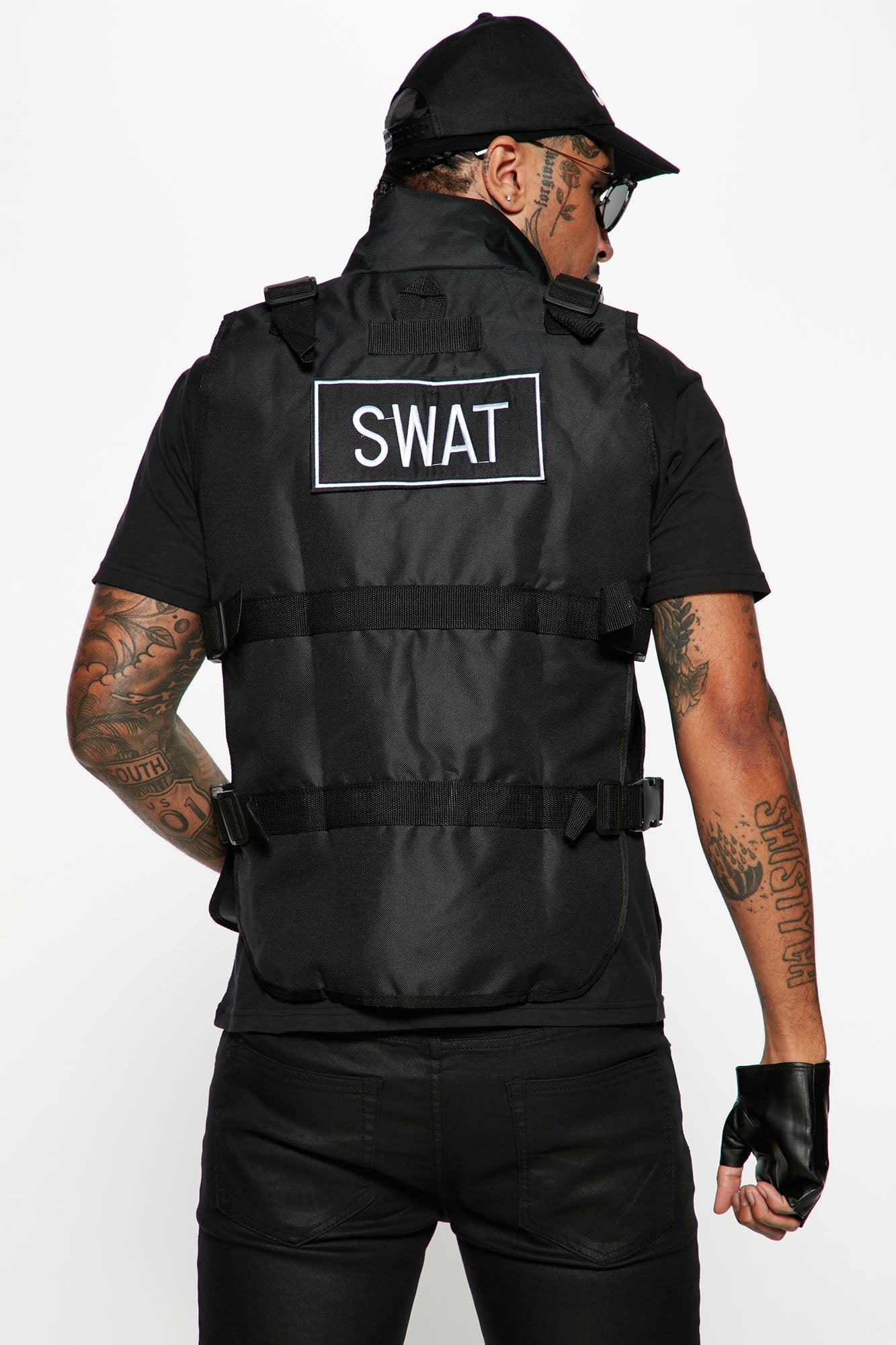 Swat Boss 4 Piece Costume Set - Black image 4