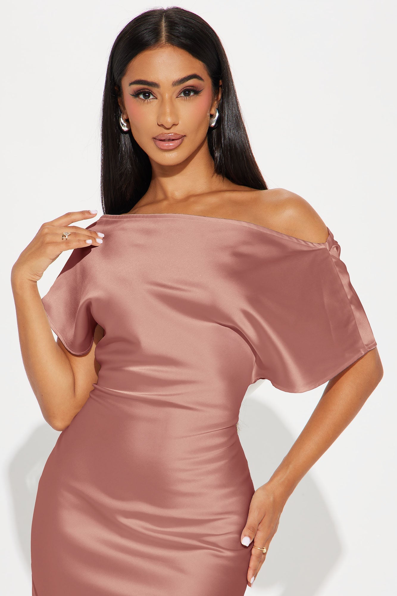 Serene Escape Satin Midi Dress - Mauve image 6