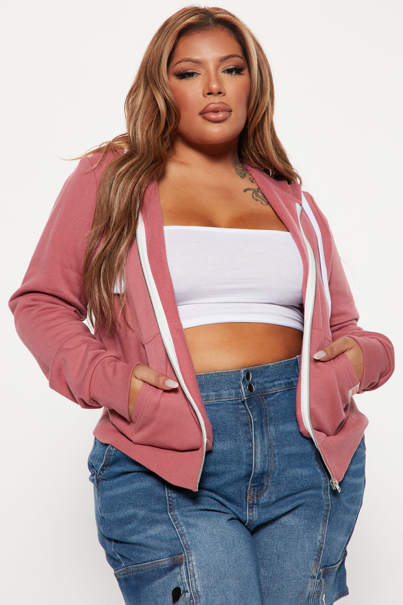 Relaxed Vibe Zip Up Jacket - Pink image 2