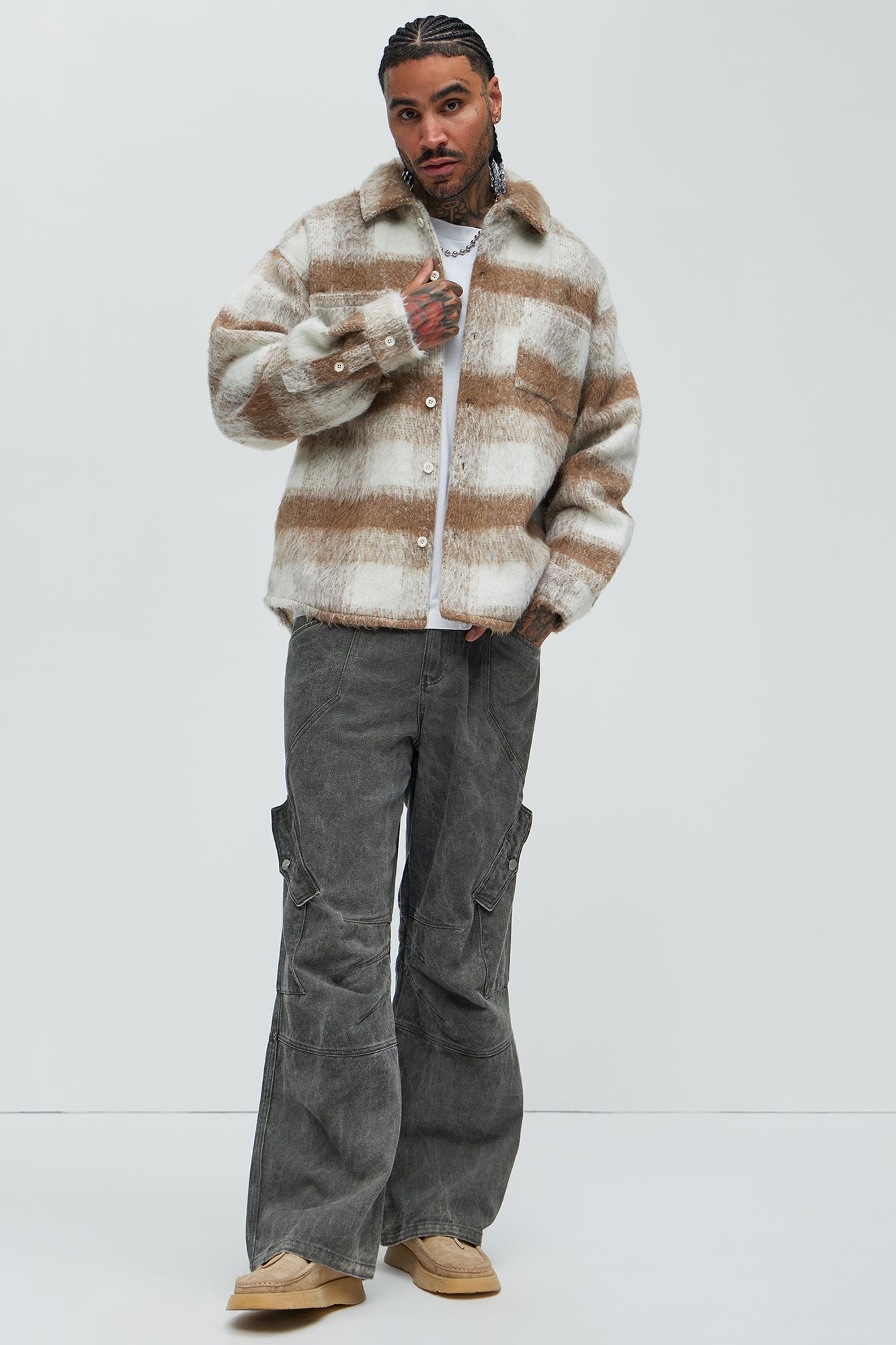 Move Up Plaid Shacket - Tan image 6