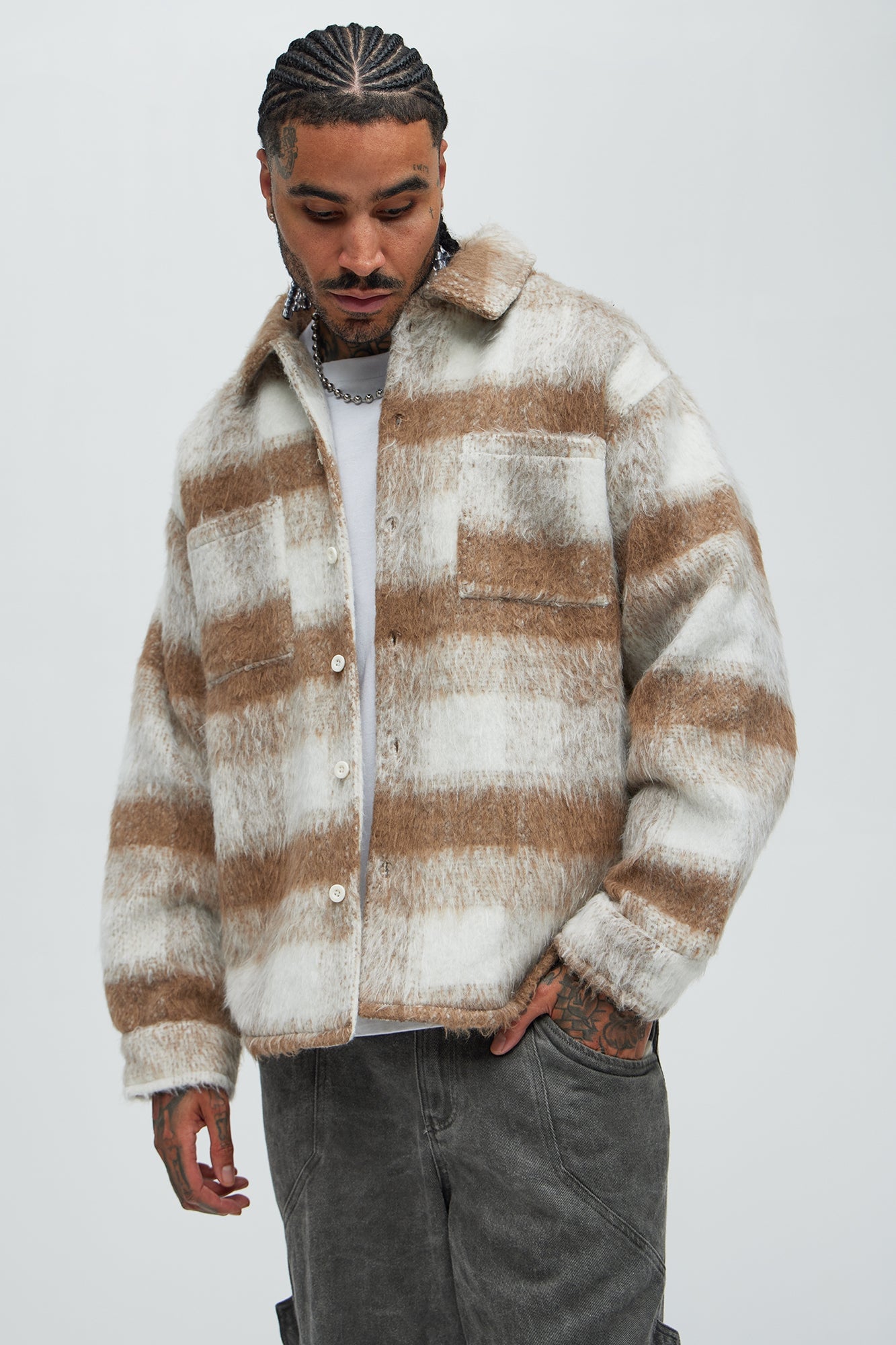 Move Up Plaid Shacket - Tan image 5