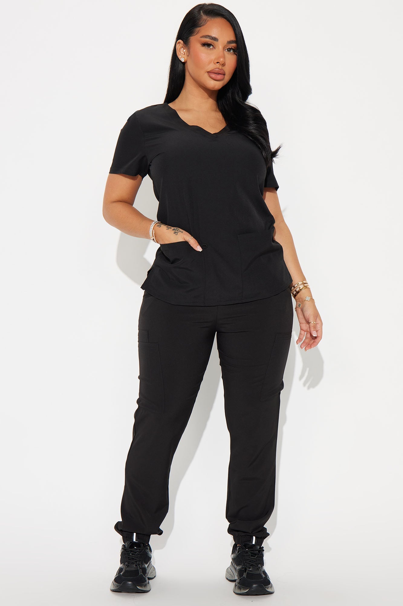 On Call Jogger Stretch Uniform Scrub Set - Black image 5
