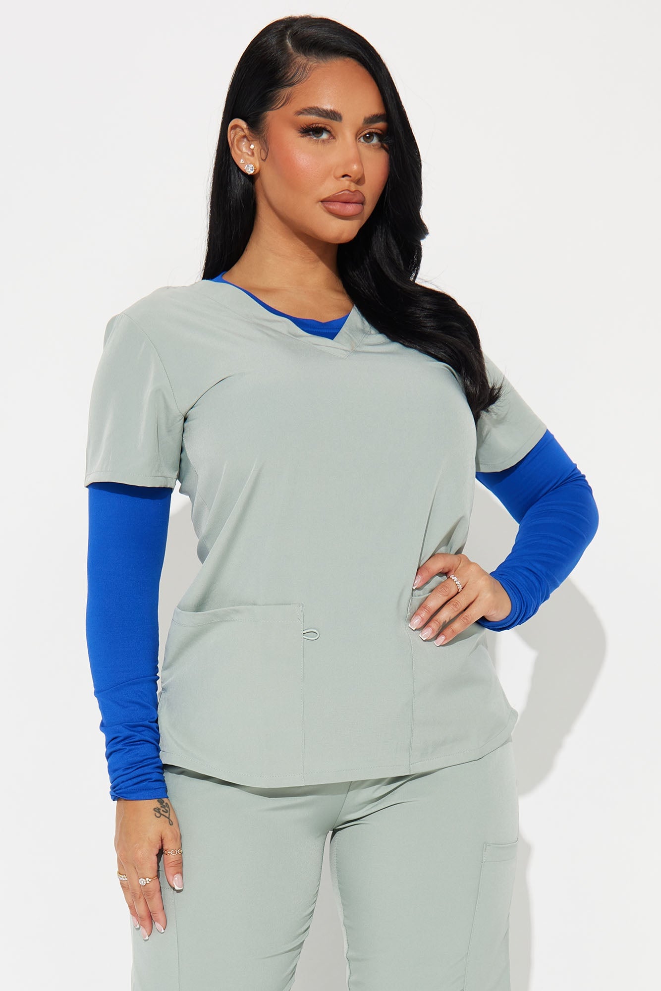 Stretch Uniform UnderScrub Shirt - Royal image 7