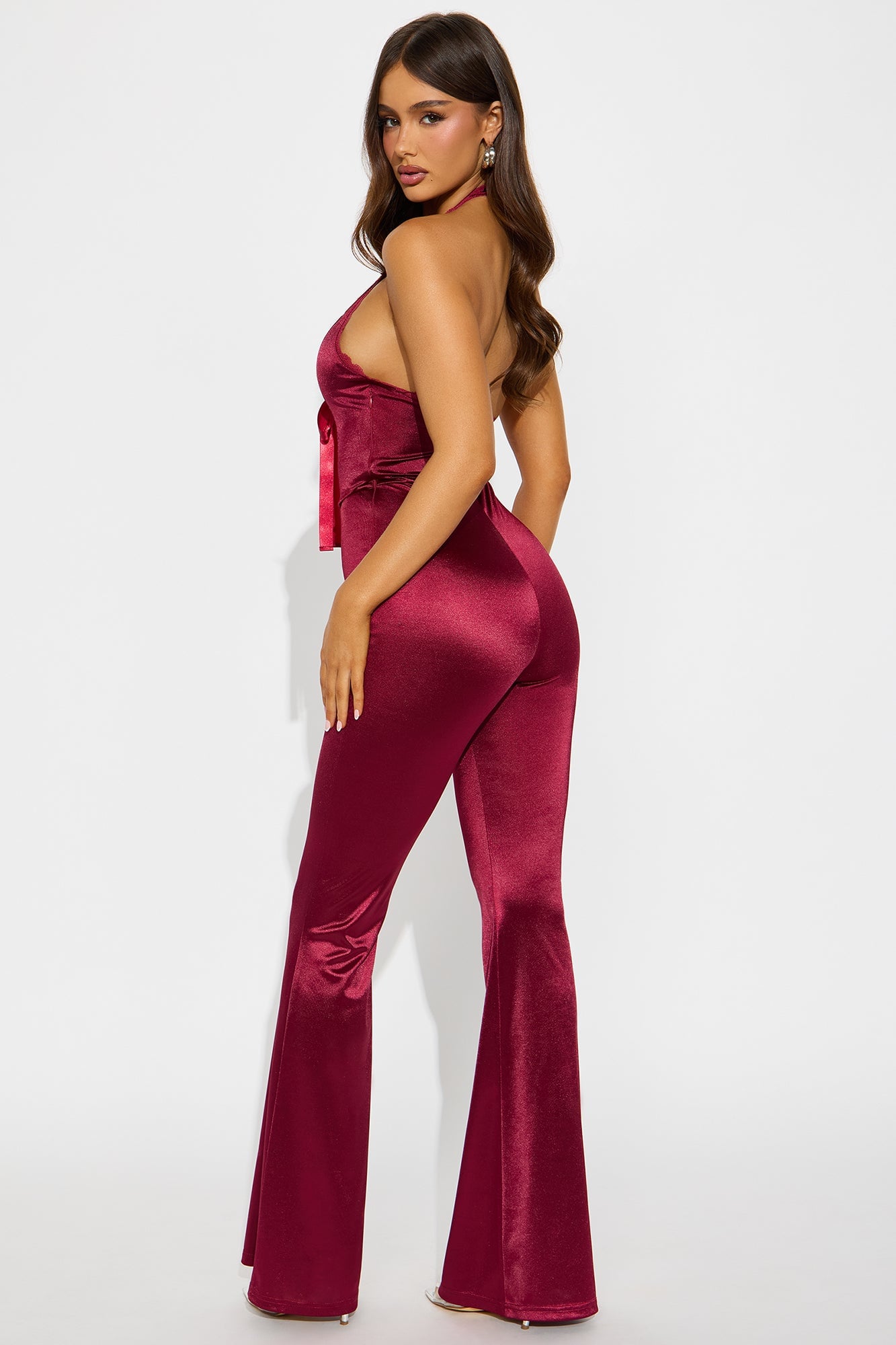 Seeking Some Fun Satin Jumpsuit - Wine image 6