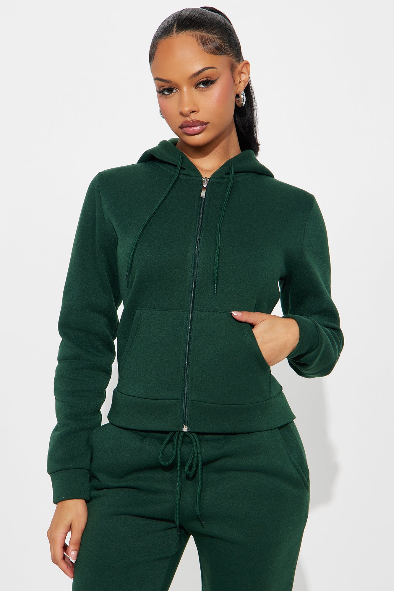 Candice Zip Up Hoodie - Hunter image 5