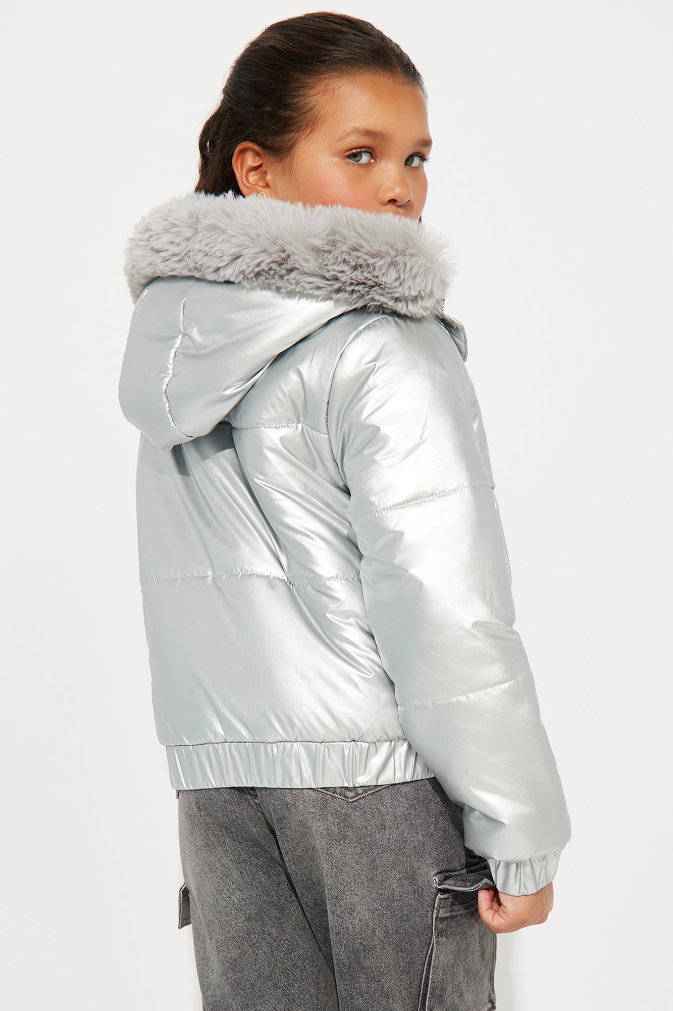 Mini Prepped For The Cold Puffer Jacket - Silver image 4