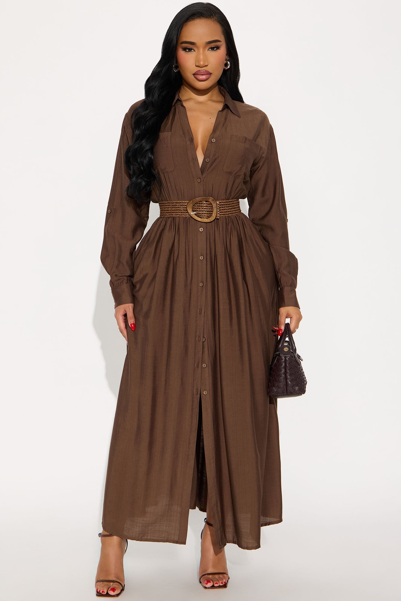 Alaya Linen Maxi Shirt Dress - Brown image 4