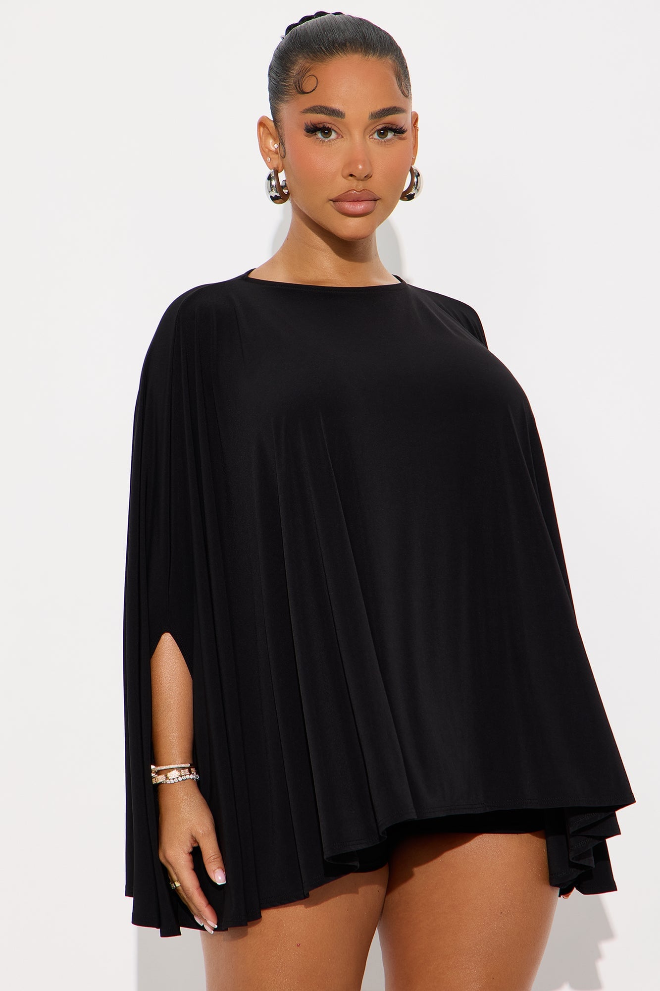 Left You Unread Draped Cape Short Set - Black image 5