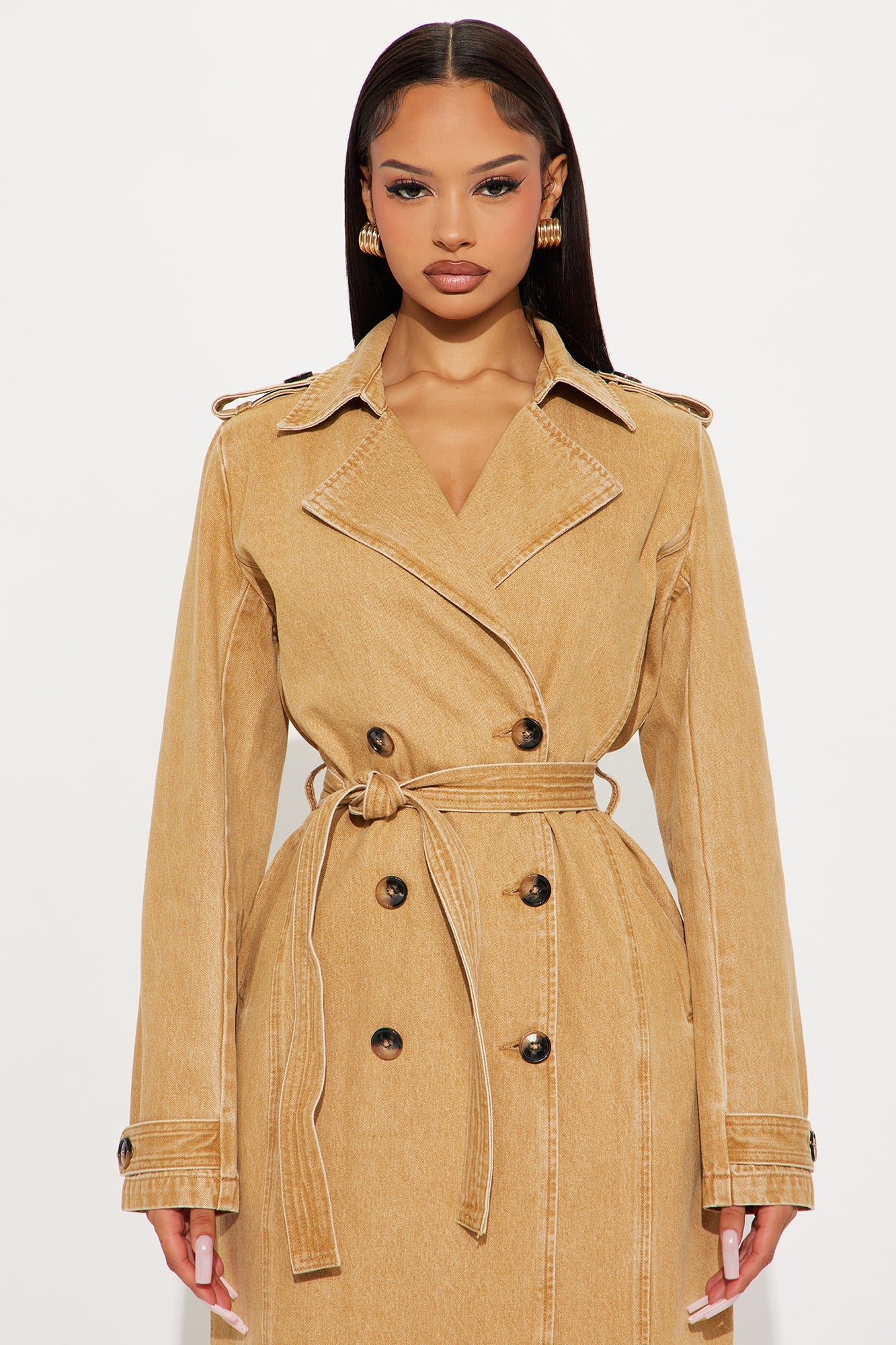 Take You There Denim Trench - Khaki image 6