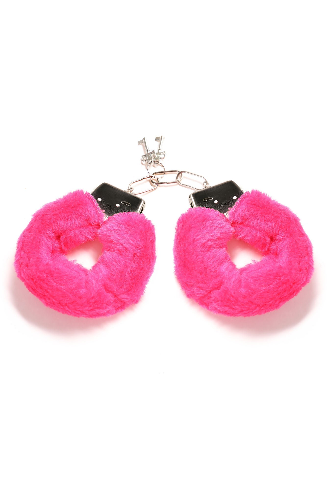 Fire Your Desire Faux Fur Handcuffs - Hot Pink image 1