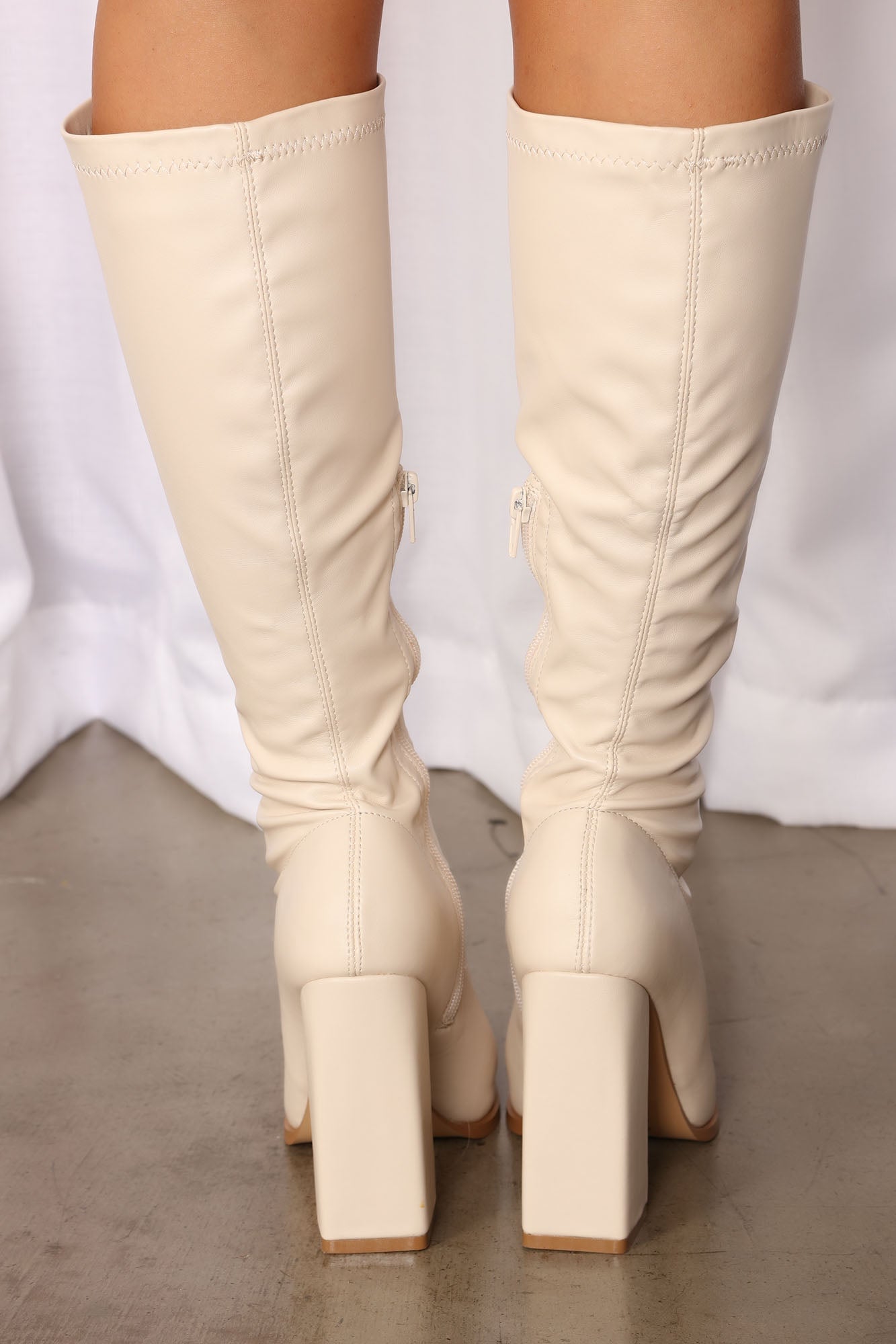 Miss CEO Knee High Boots - Cream image 4