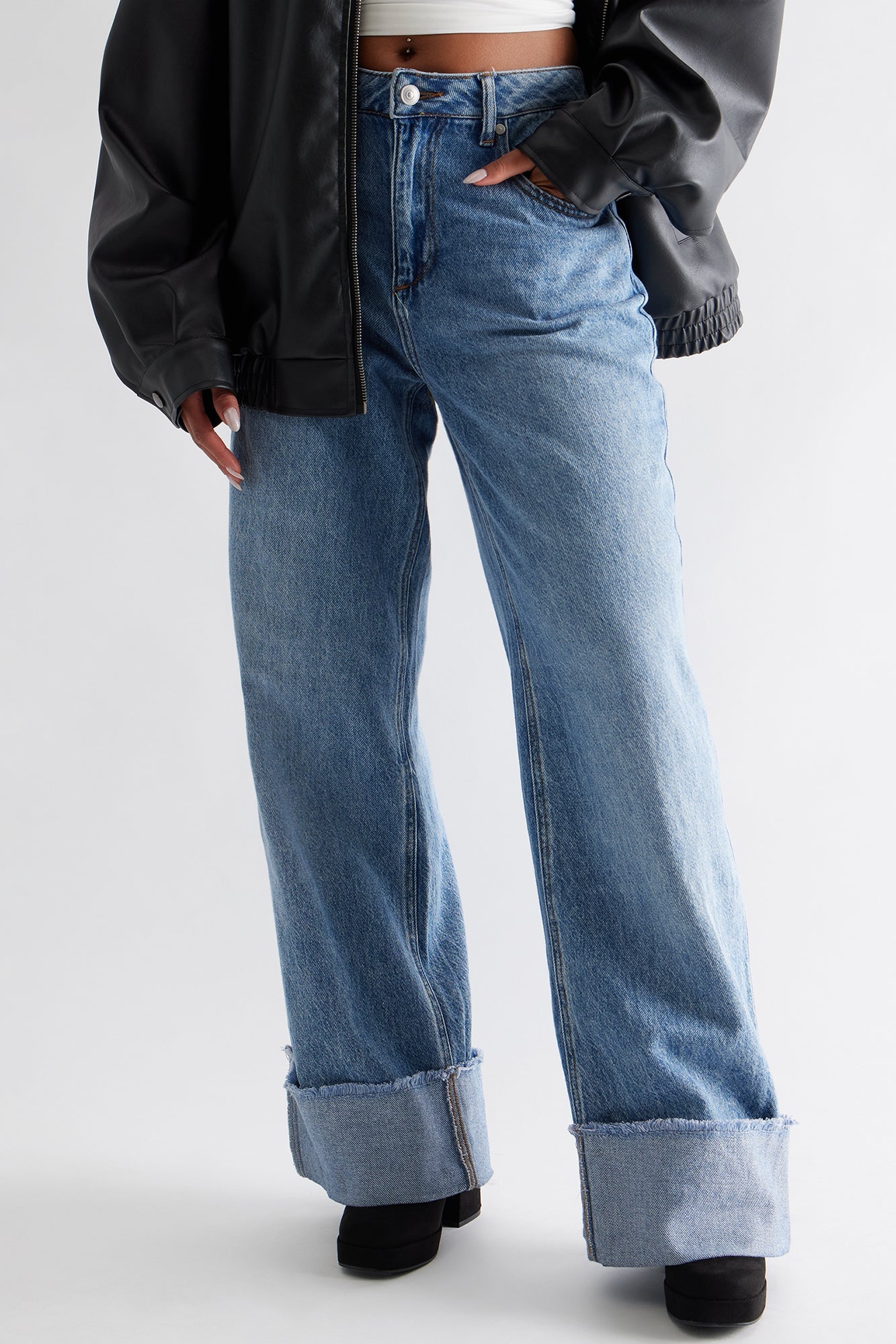 Navy Platform Booties - Black image 4