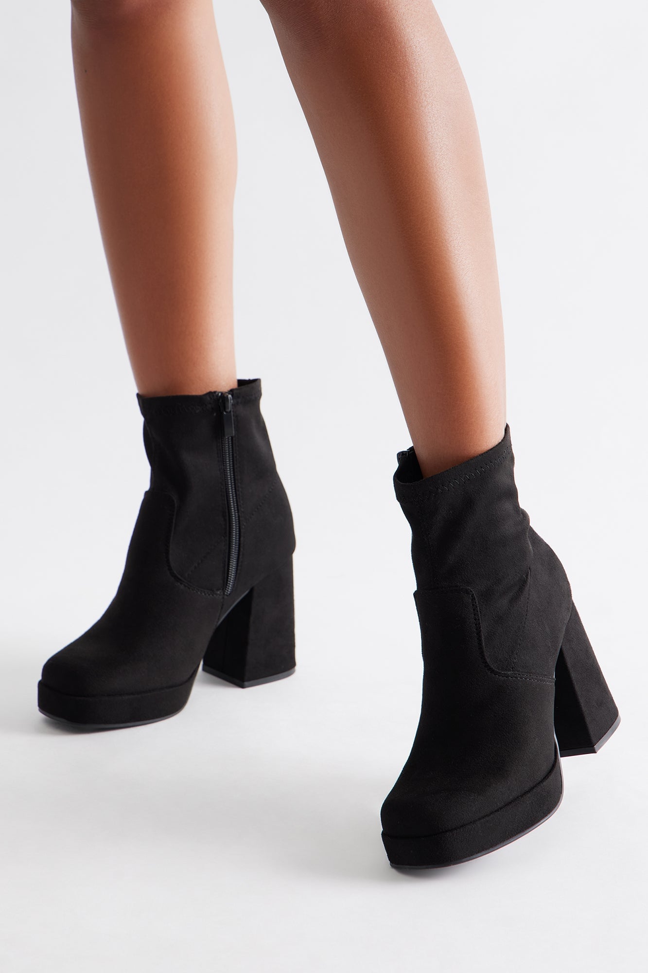 Navy Platform Booties - Black image 2