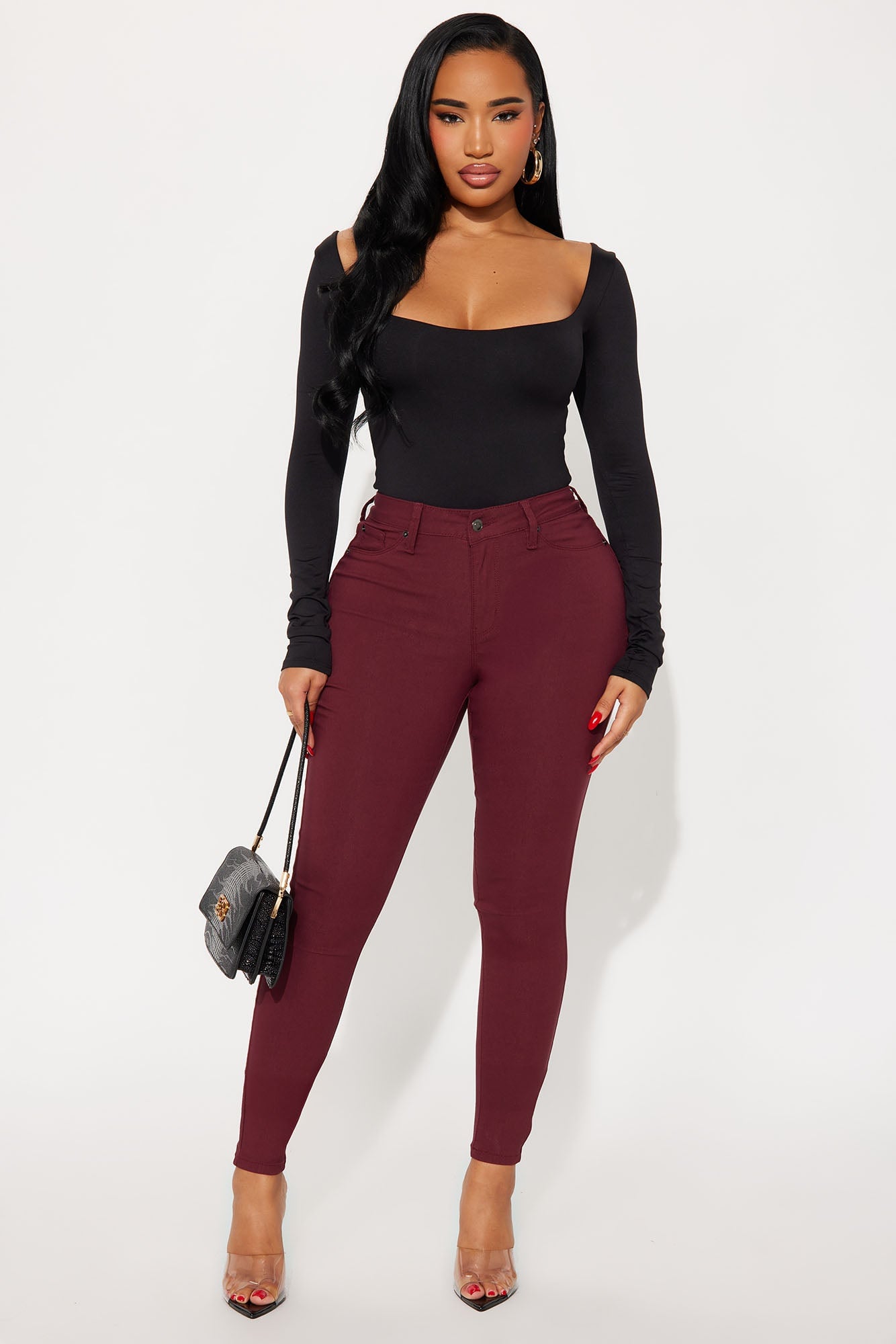 Hyperstretch Skinny Pants - Wine image 4