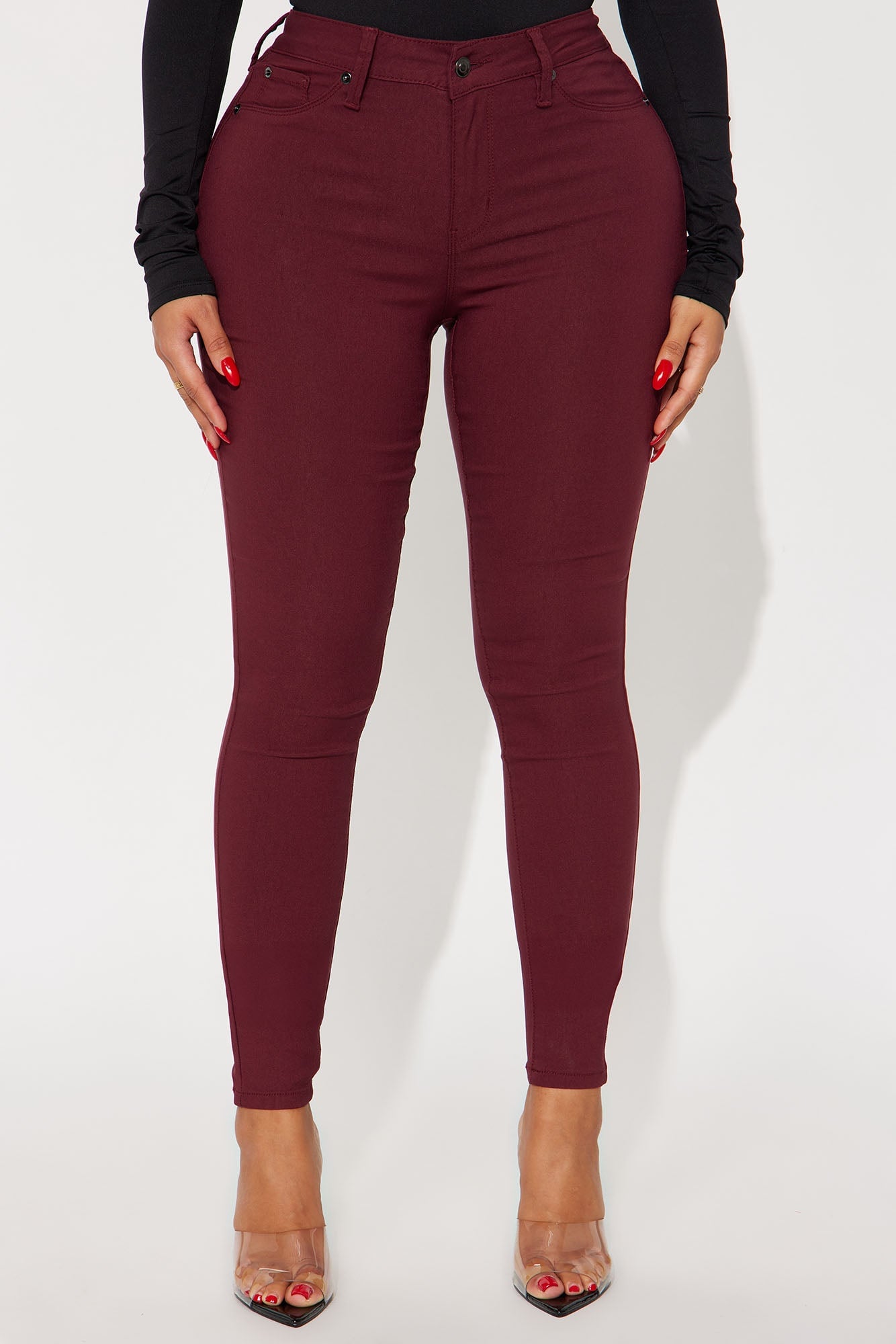Hyperstretch Skinny Pants - Wine image 5
