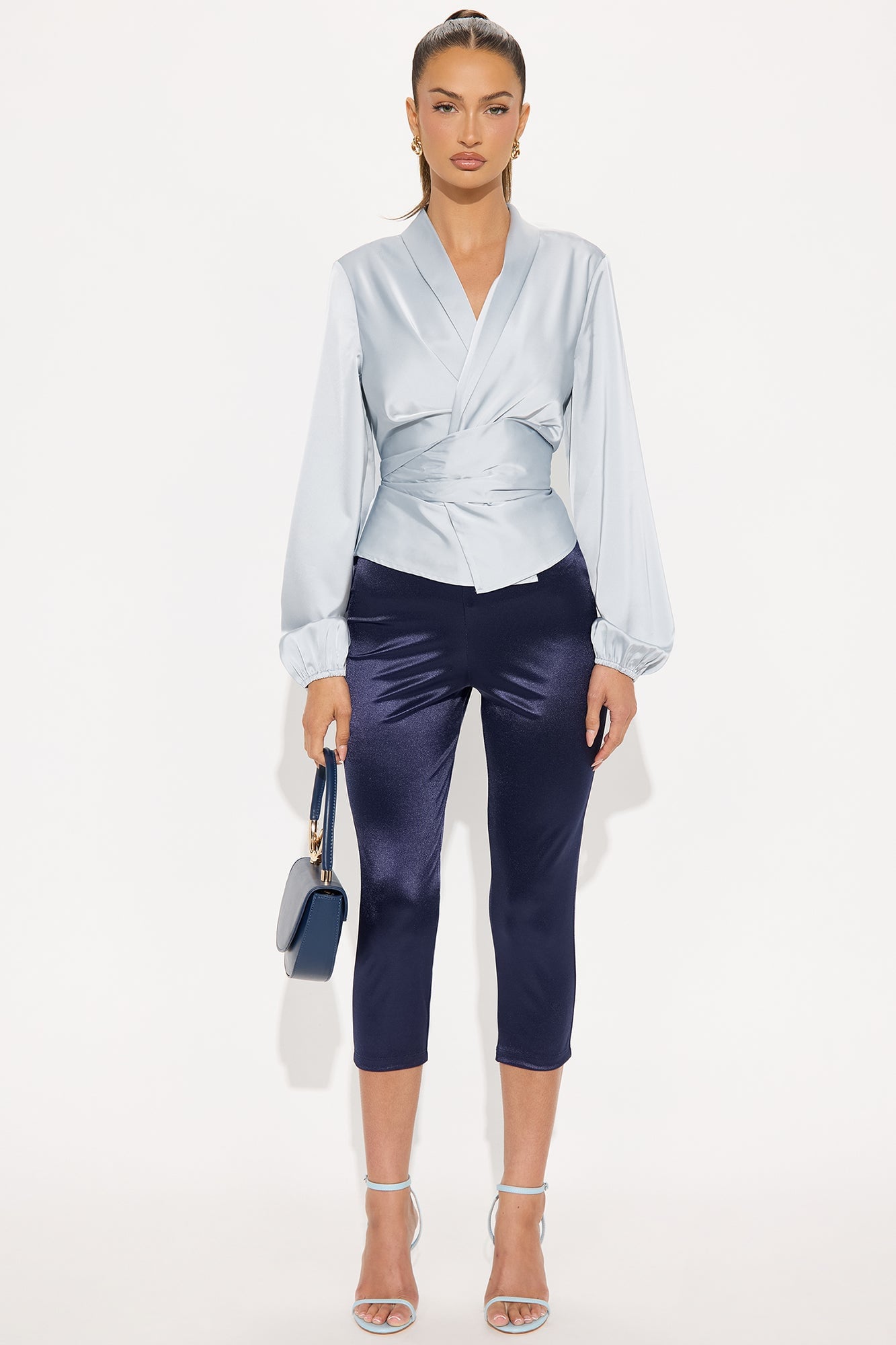Selene Satin Capri Pant 21″ - Navy image 4