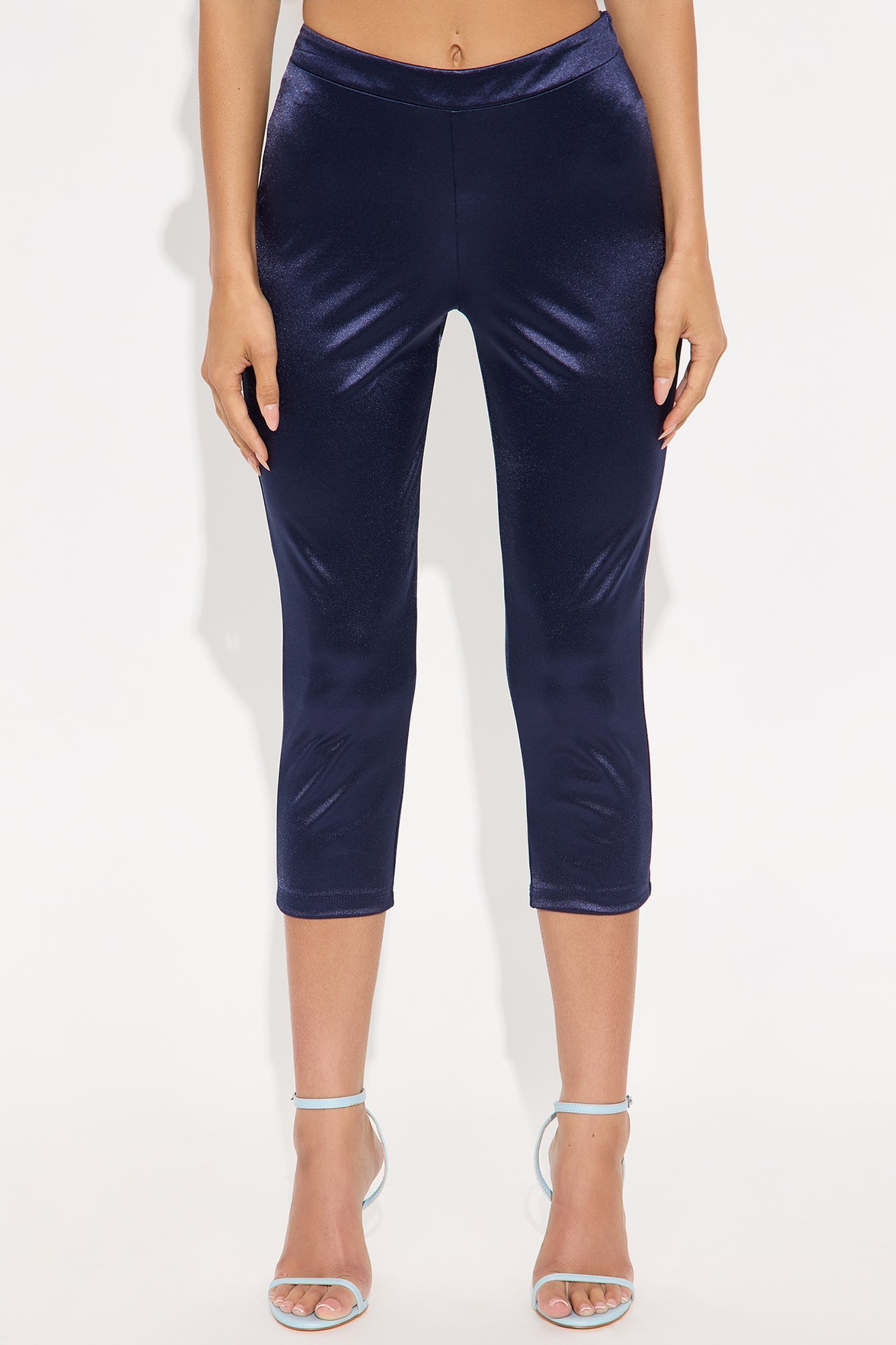Selene Satin Capri Pant 21″ - Navy image 5