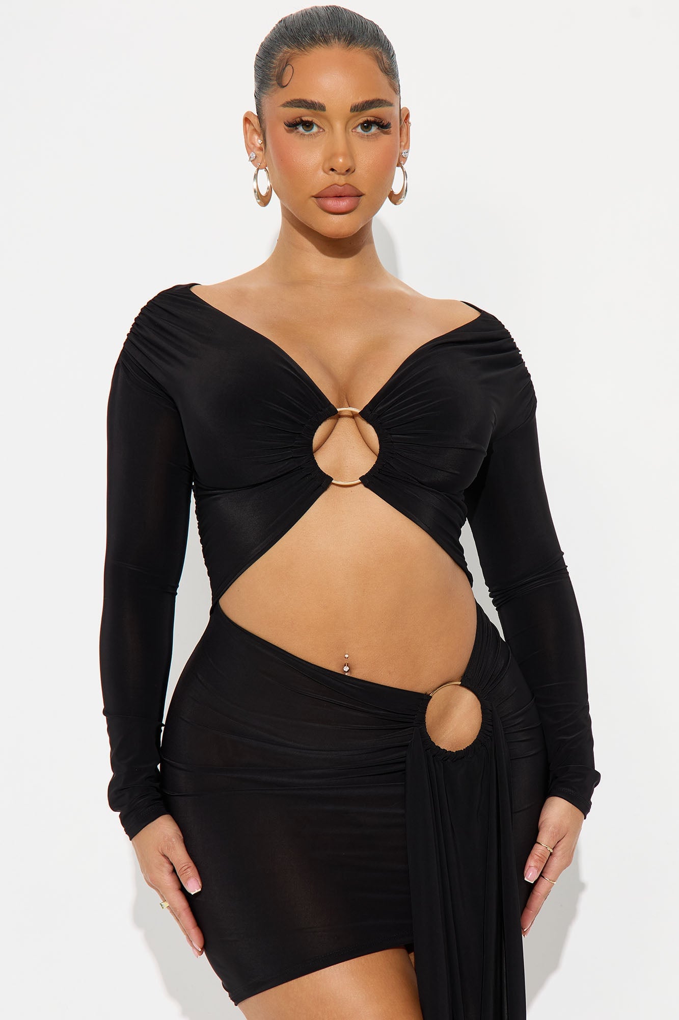 Take Me Away Cut Out Draped Mini Dress - Black image 2