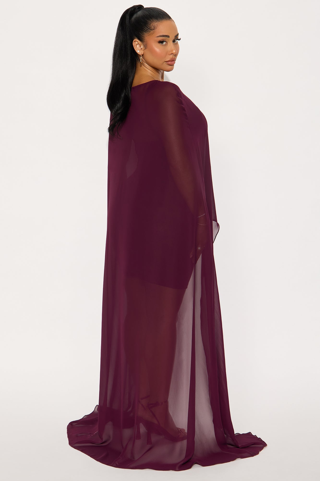 Carly Cape Mini Dress - Wine image 3
