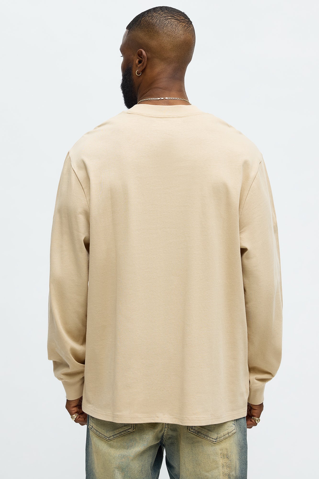 Oversized Heavyweight Long Sleeve Tee - Tan image 6