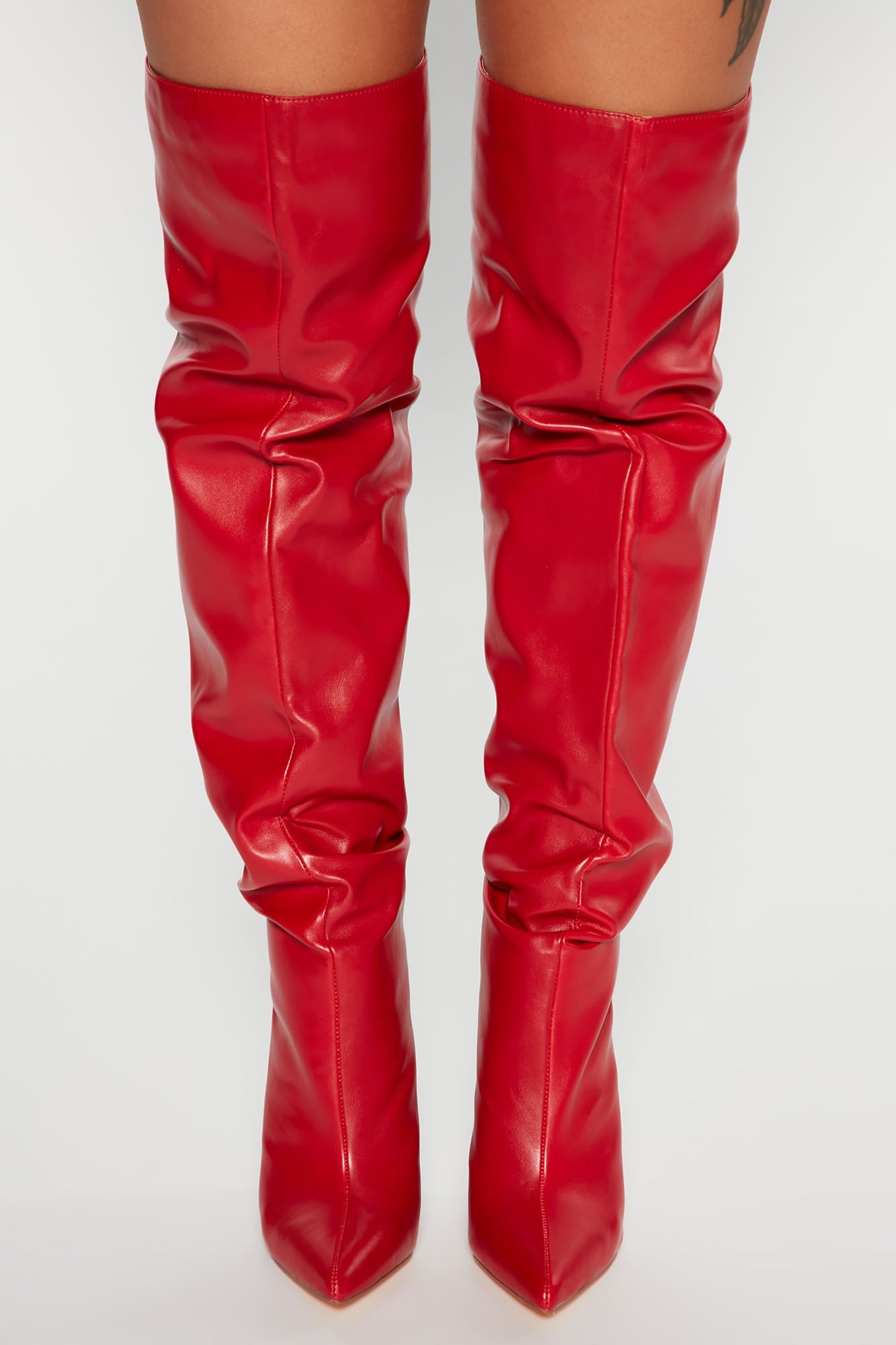Stay In Touch Over The Knee Boots - Red image 4