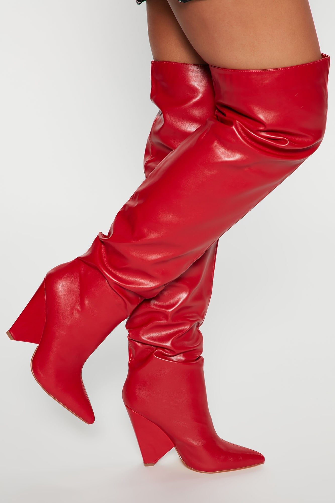 Stay In Touch Over The Knee Boots - Red image 3